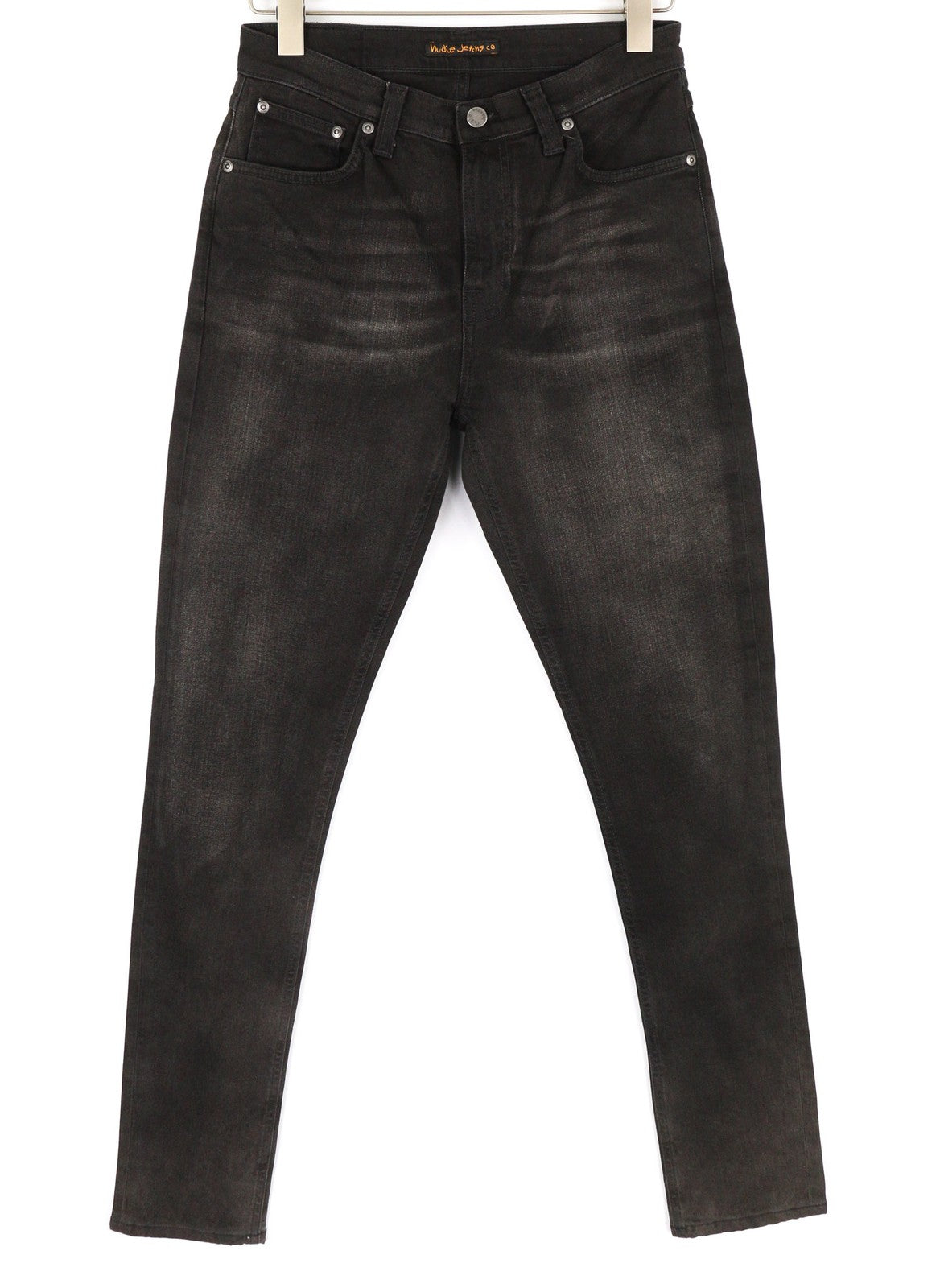 NUDIE Pipe Led Men Jeans W30/L32 Grey Marble Organic Skinny Fit Washed Zip Logo