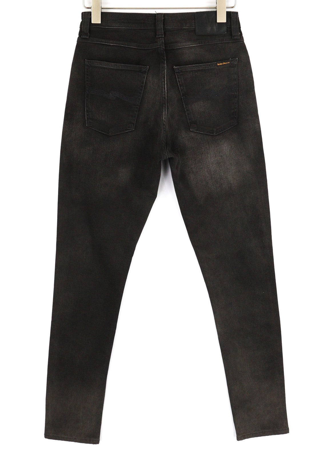 NUDIE Pipe Led Men Jeans W30/L32 Grey Marble Organic Skinny Fit Washed Zip Logo