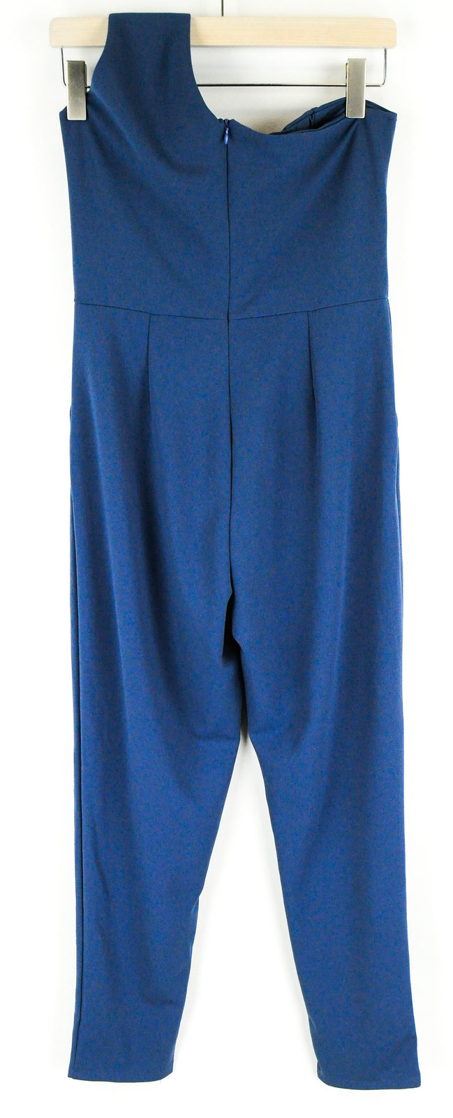 WALG Women Jumpsuit XL Blue Pleated One Shoulder Stretch Padded Bra Style