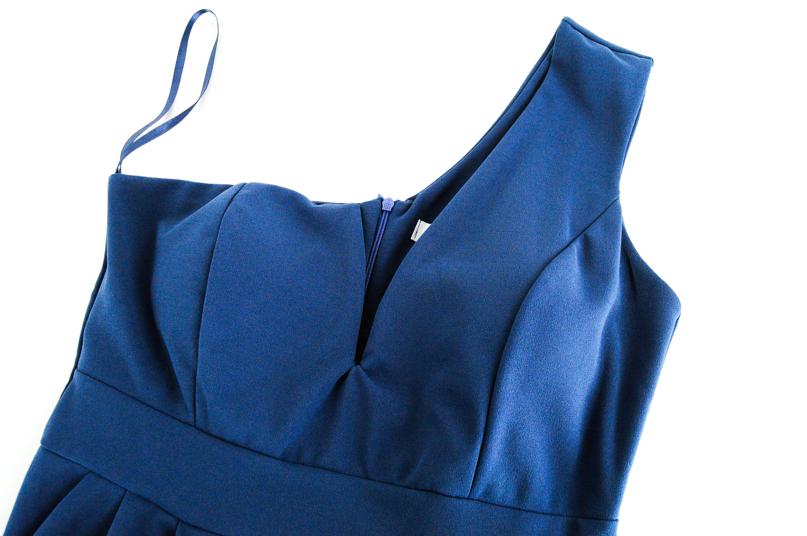 WALG Women Jumpsuit XL Blue Pleated One Shoulder Stretch Padded Bra Style