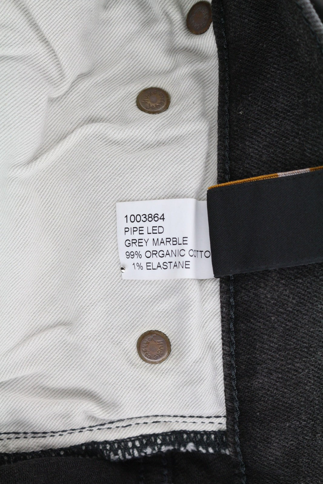 NUDIE Pipe Led Men Jeans W30/L32 Grey Marble Organic Skinny Fit Washed Zip Fly