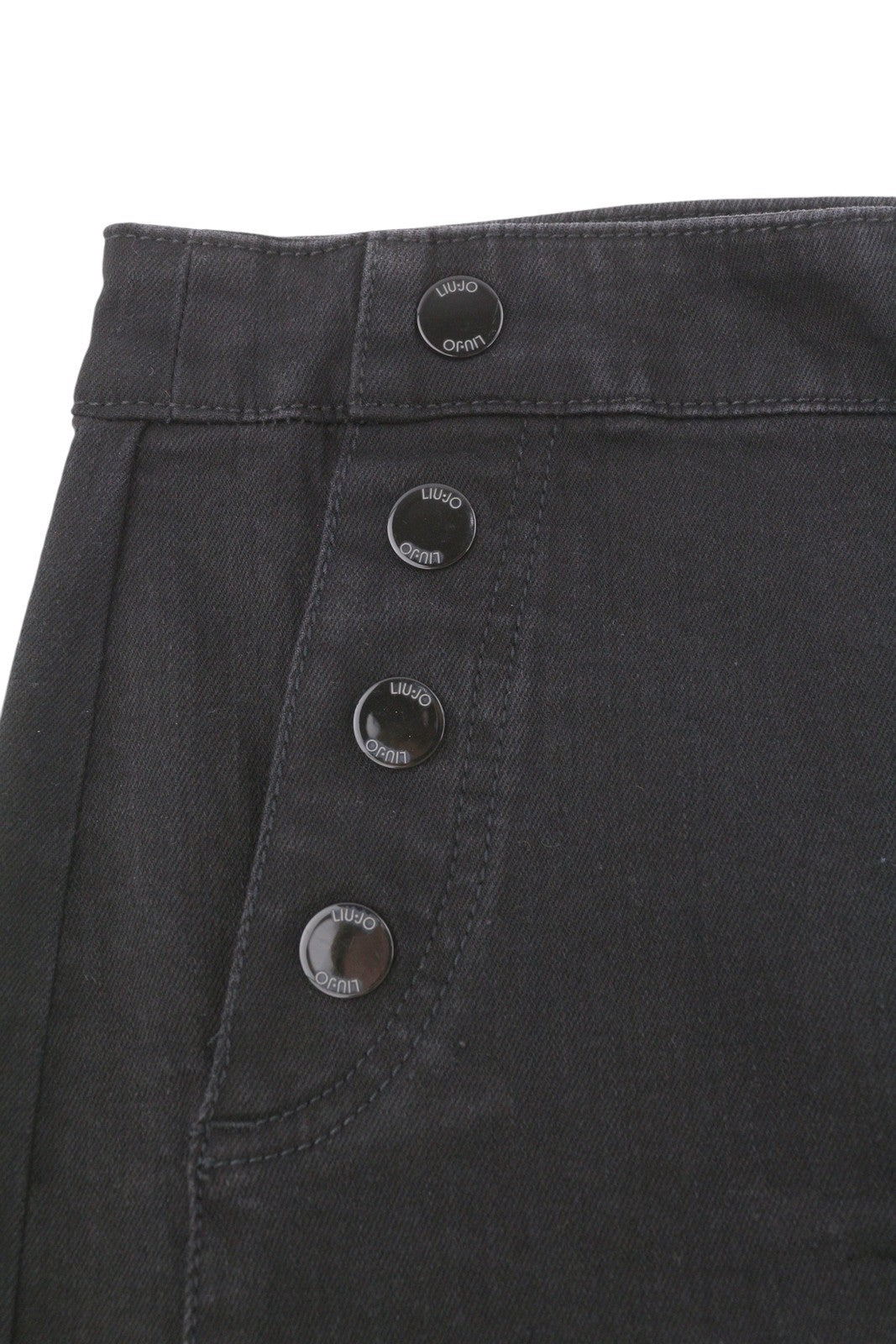 LIU JO Lungo Women Jeans W28 High Waist Wide Leg Zip Fly Denim Black Casual