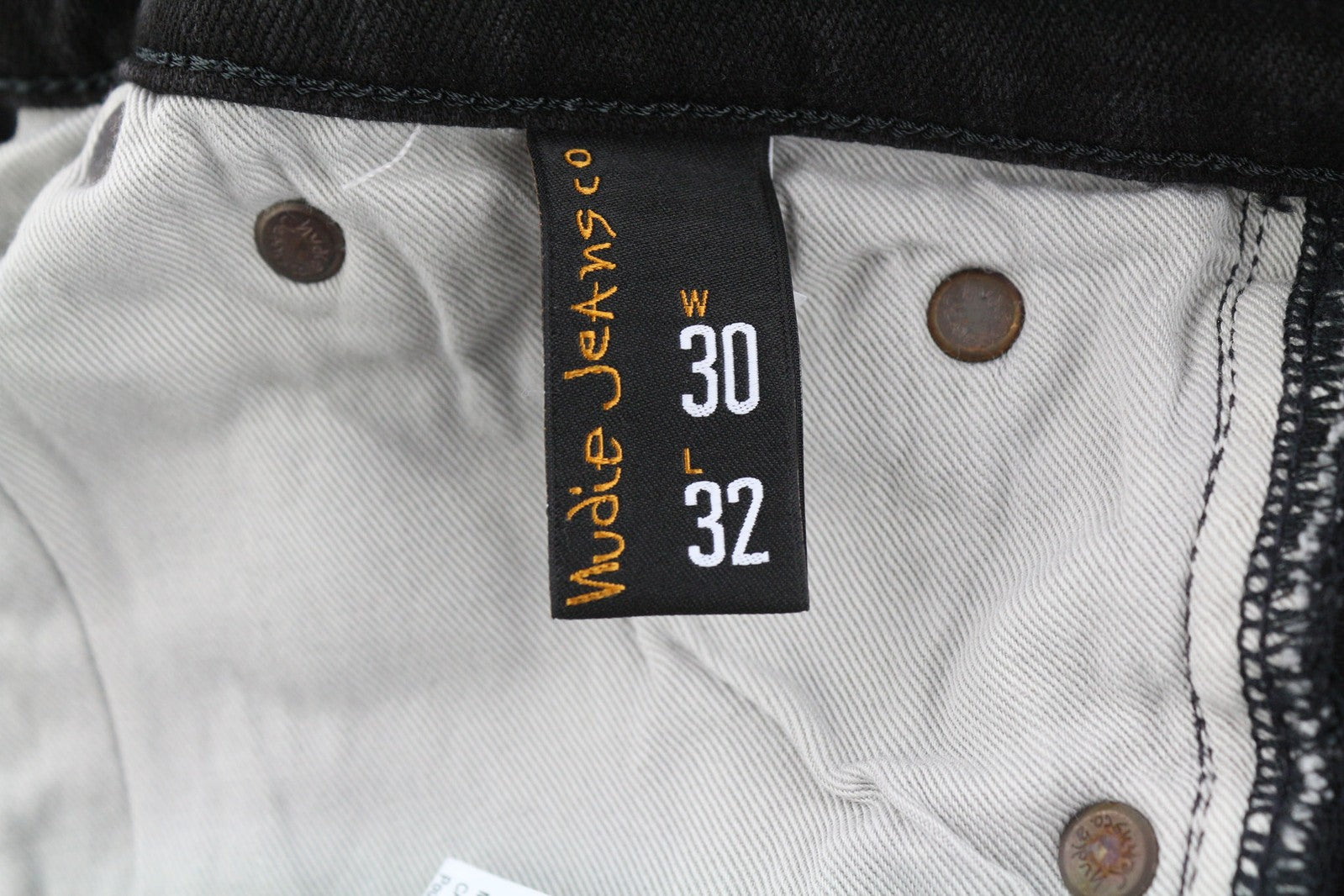 NUDIE Skinny Lin Men Jeans W30/L32 Used Black Organic Ripped Washed Zip Fly Logo