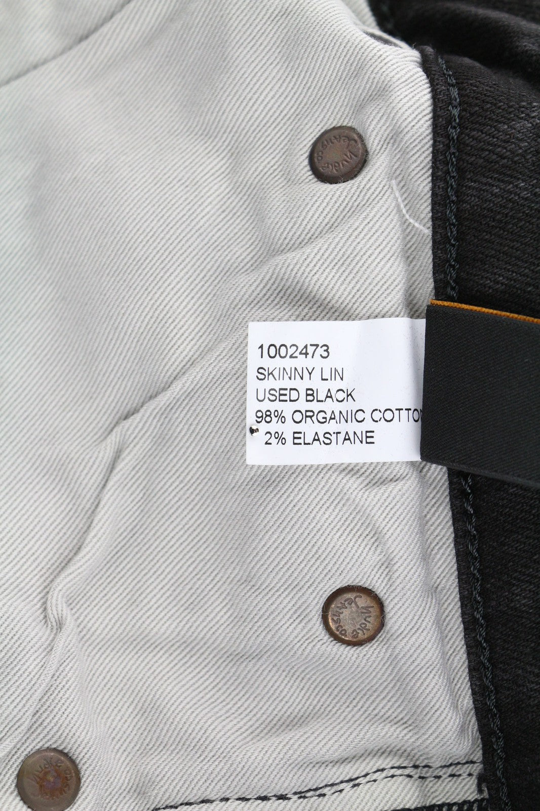 NUDIE Skinny Lin Men Jeans W30/L32 Used Black Organic Ripped Washed Zip Fly Logo