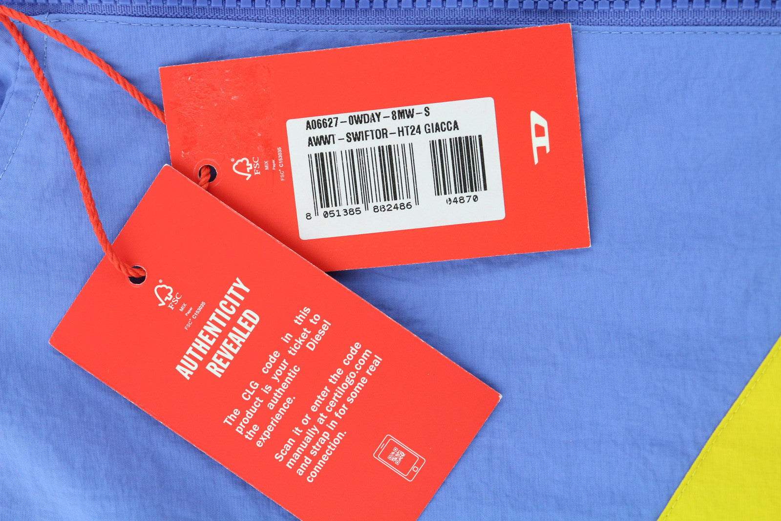 DIESEL Awwt-Swiftor-HT24 Women Jacket S Hidden Hood Mesh Lined Blue RRP195