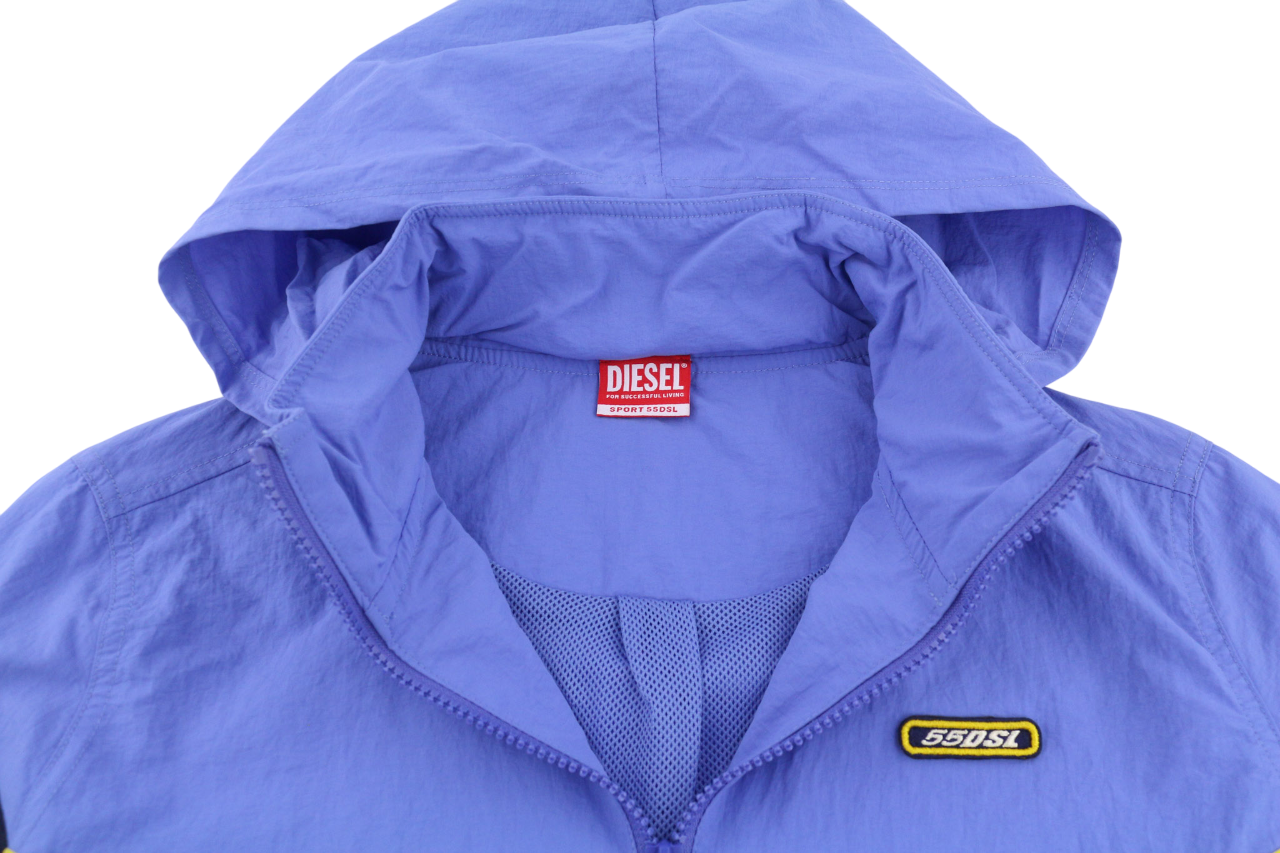 DIESEL Awwt-Swiftor-HT24 Women Jacket S Hidden Hood Mesh Lined Blue RRP195