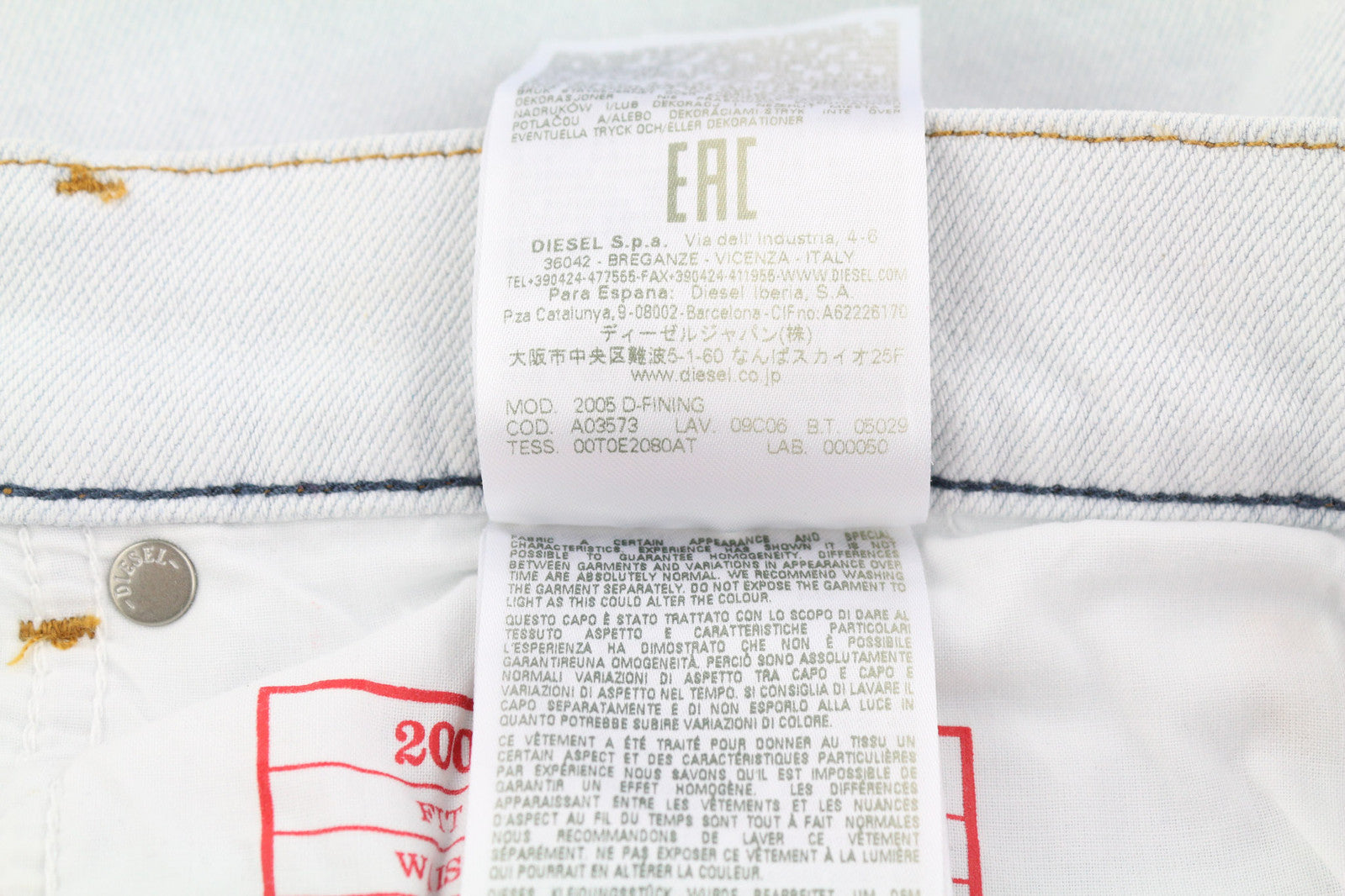 DIESEL 2005 D-Fining 09C06 Men Jeans W31/L34 Regular Fit Tapered Leg Mid Waist