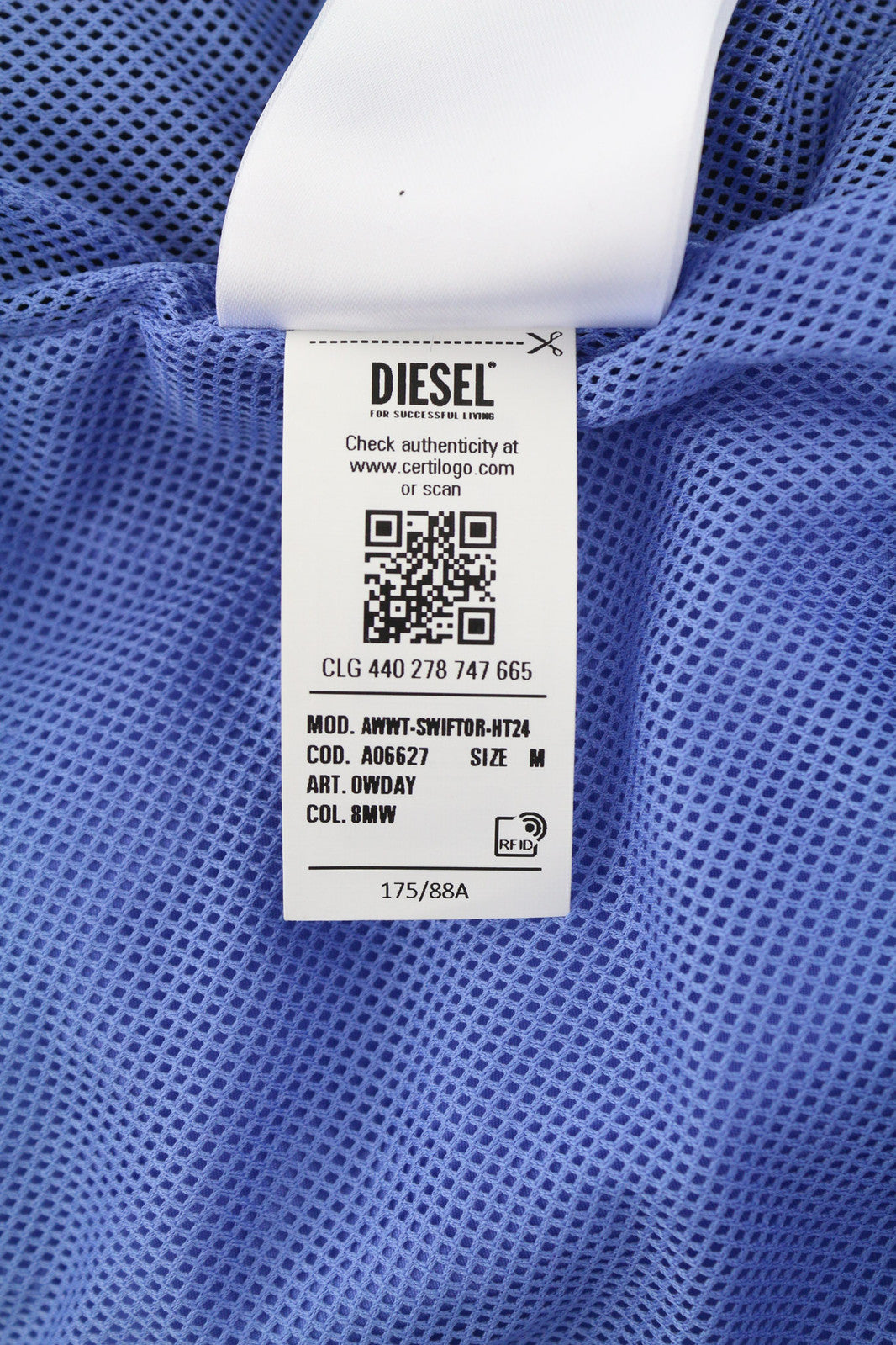 DIESEL Awwt-Swiftor-HT24 Women Jacket M Hidden Hood Mesh Lined Blue RRP195