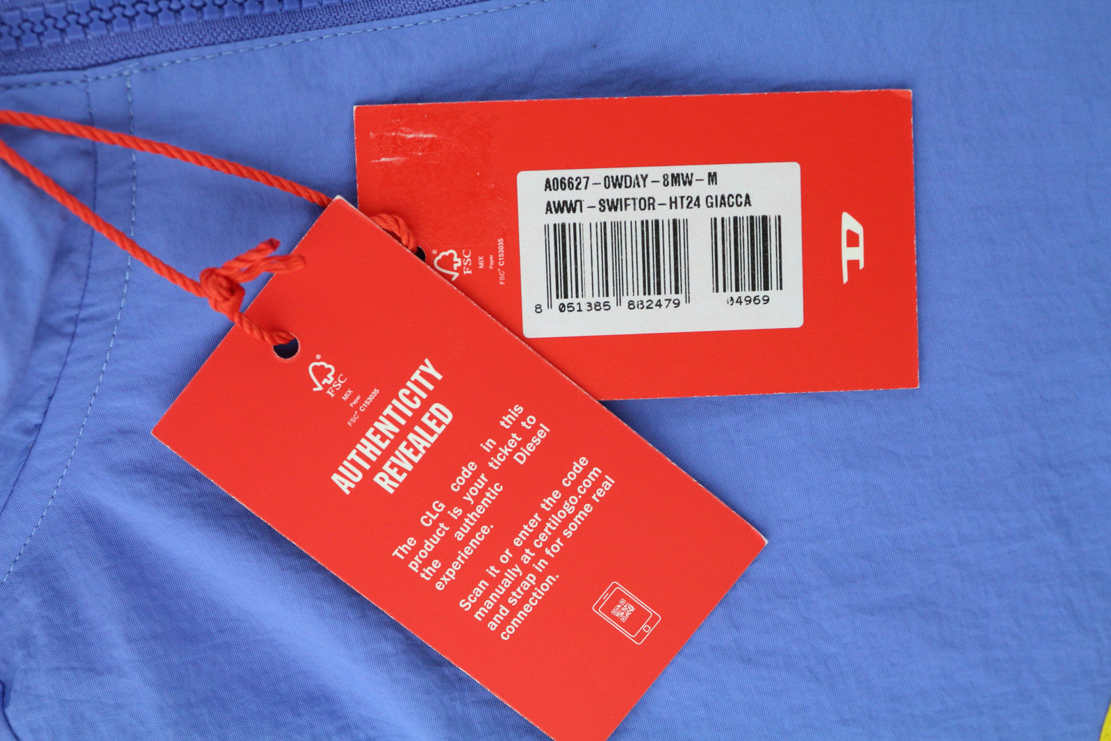 DIESEL Awwt-Swiftor-HT24 Women Jacket M Hidden Hood Mesh Lined Blue RRP195