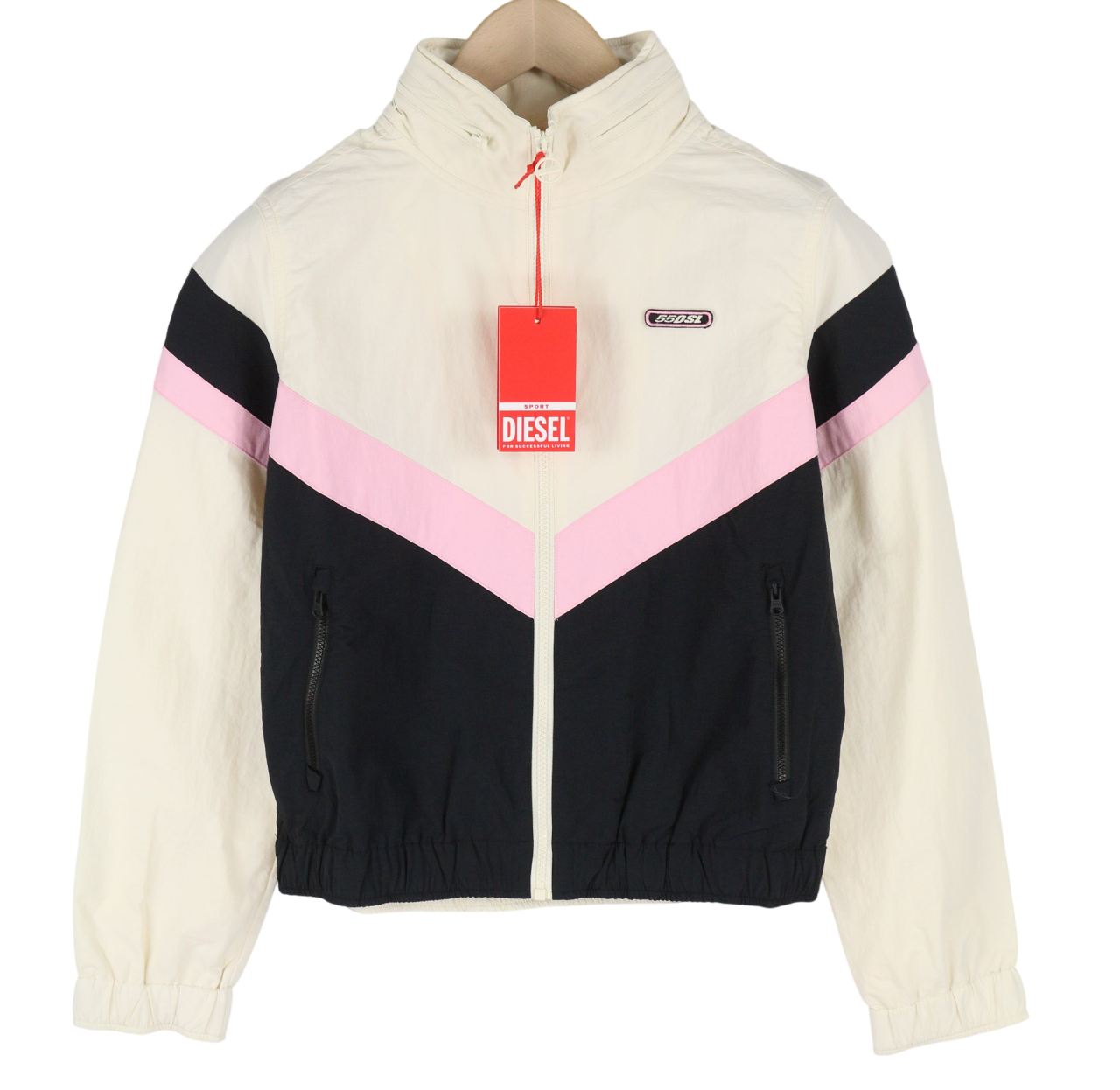 DIESEL Awwt-Swiftor-HT24 Women Jacket L Hidden Hood Mesh Lined Logo RRP€195