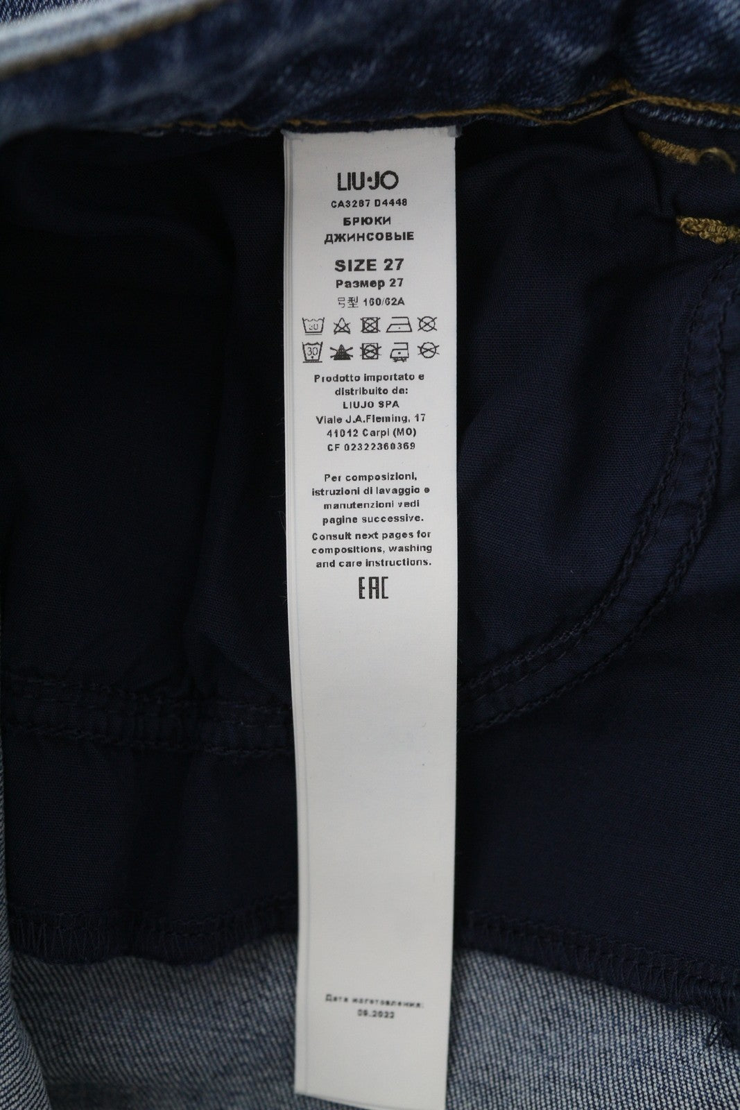 LIU JO Women Jeans W27 Denim Blue Washed Bootcut Fit Zip Fly Casual Pockets Logo