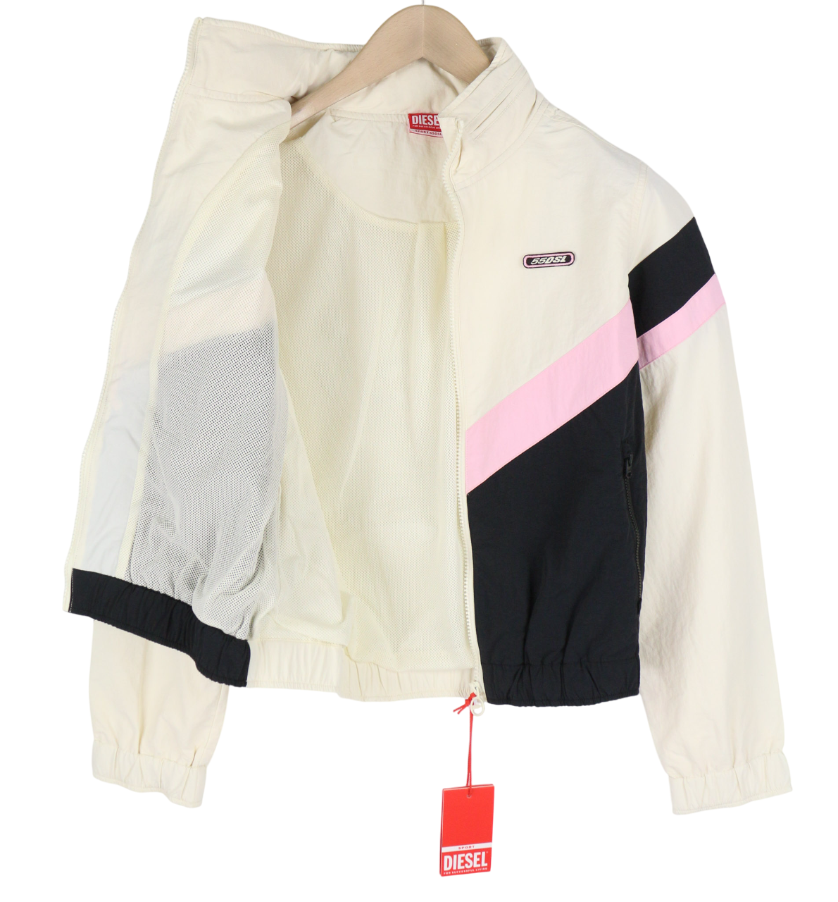 DIESEL Awwt-Swiftor-HT24 Women Jacket S Hidden Hood Mesh Lined Logo RRP€195