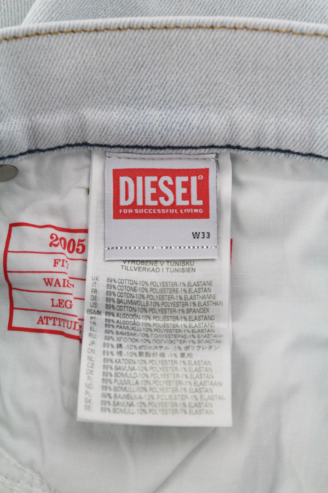 DIESEL 2005 D-Fining 09C06 Men Jeans W33/L34 Regular Fit Tapered Leg Mid Waist