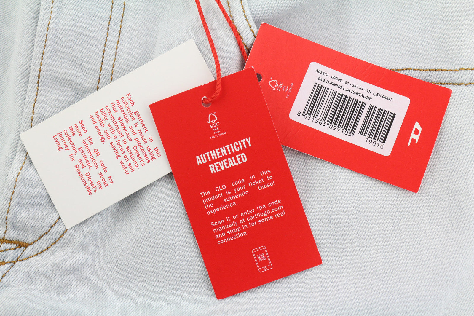 DIESEL 2005 D-Fining 09C06 Men Jeans W33/L34 Regular Fit Tapered Leg Mid Waist