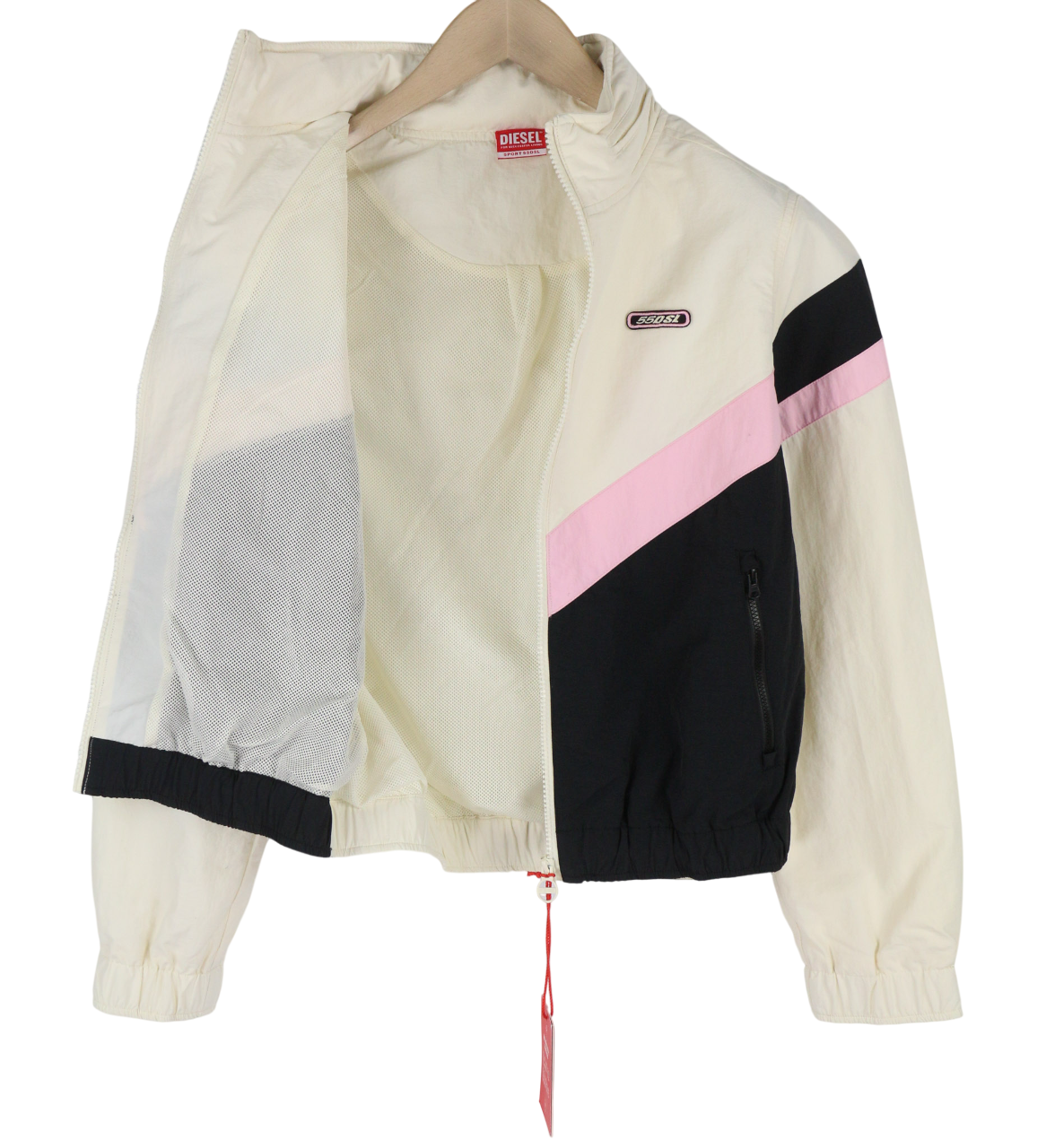 DIESEL Awwt-Swiftor-HT24 Women Jacket M Hidden Hood Mesh Lined Logo RRP€195