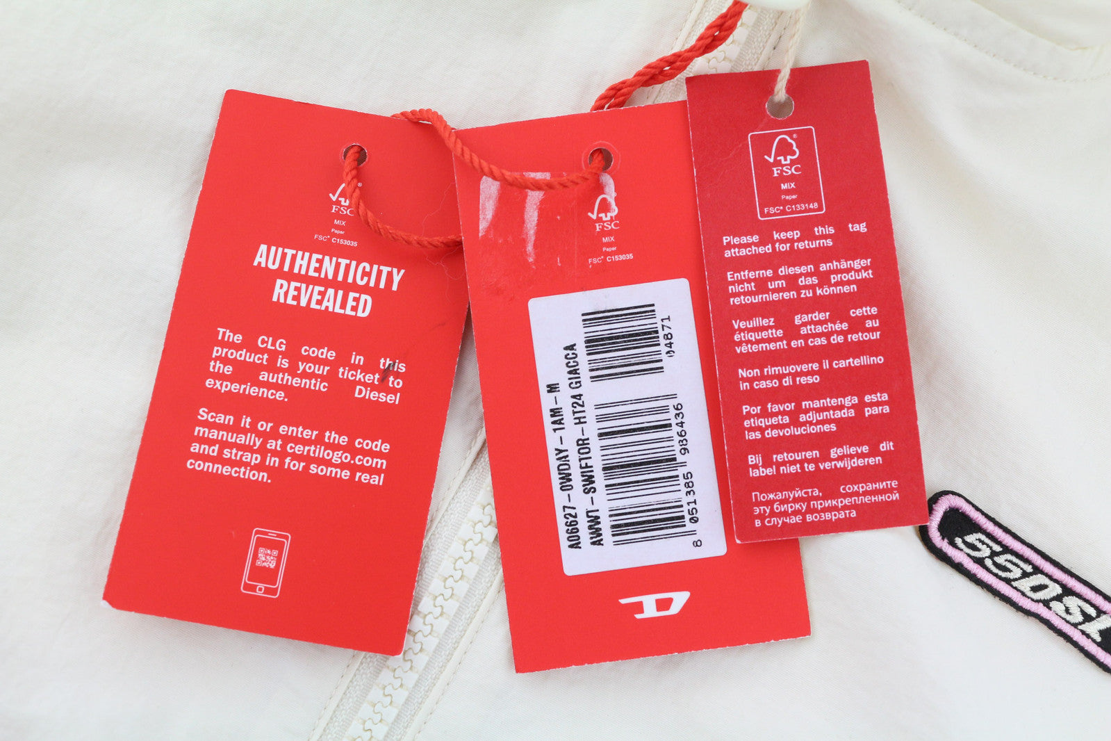 DIESEL Awwt-Swiftor-HT24 Women Jacket M Hidden Hood Mesh Lined Logo RRP€195