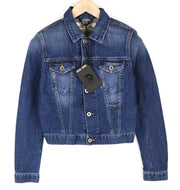 DIESEL De-Limmy Women Jacket XS Denim Blue Washed Buttoned  Neck Ripped