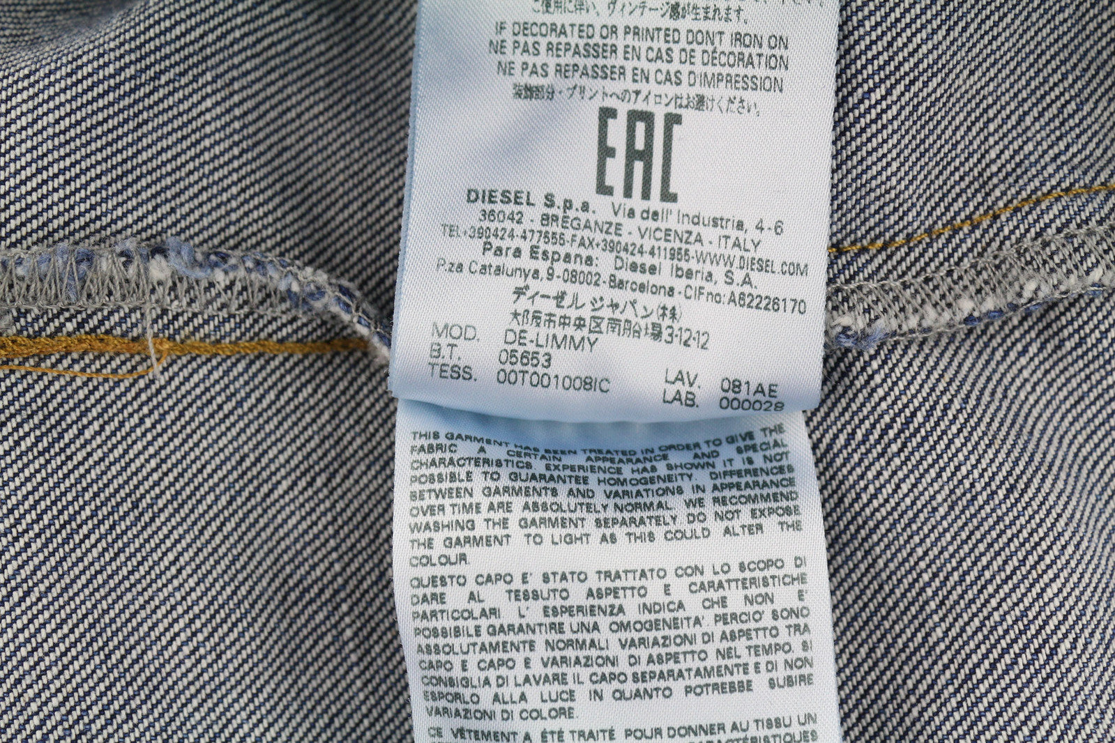 DIESEL De-Limmy Women Jacket XS Denim Blue Washed Buttoned  Neck Ripped