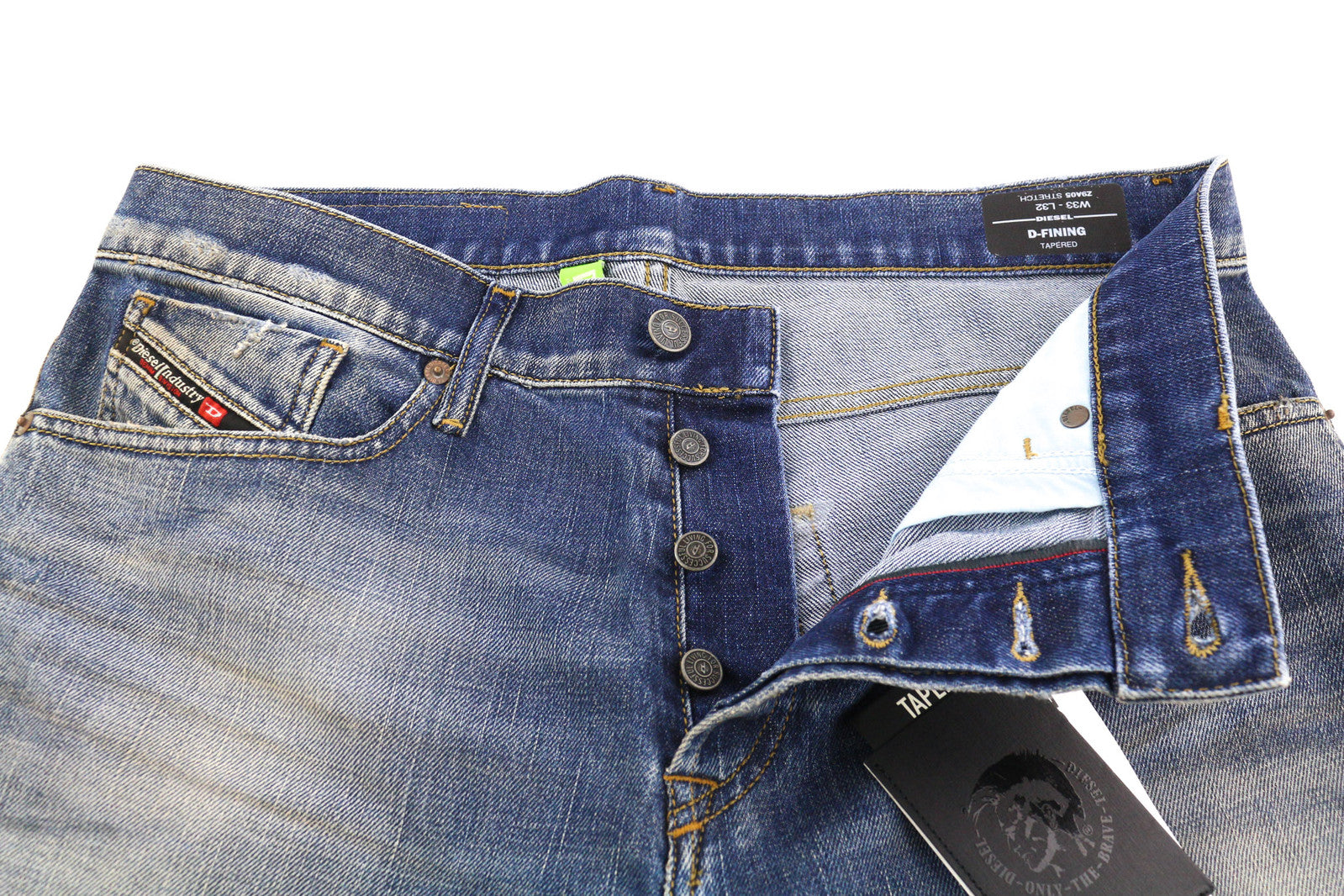 DIESEL D-Fining Z9A05 Men Jeans W33/L32 Tapered Fit Stretch Washed Blue RRP€225