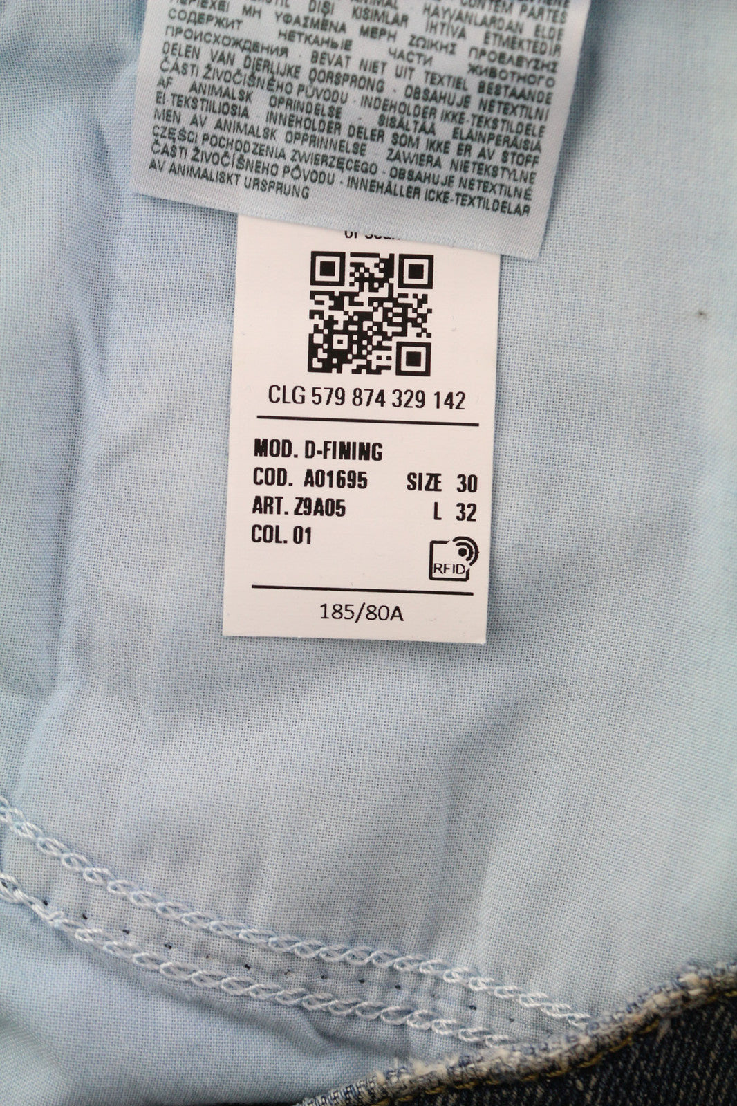 DIESEL D-Fining Z9A05 Men Jeans W30/L32 Tapered Fit Stretch Washed Blue RRP€225