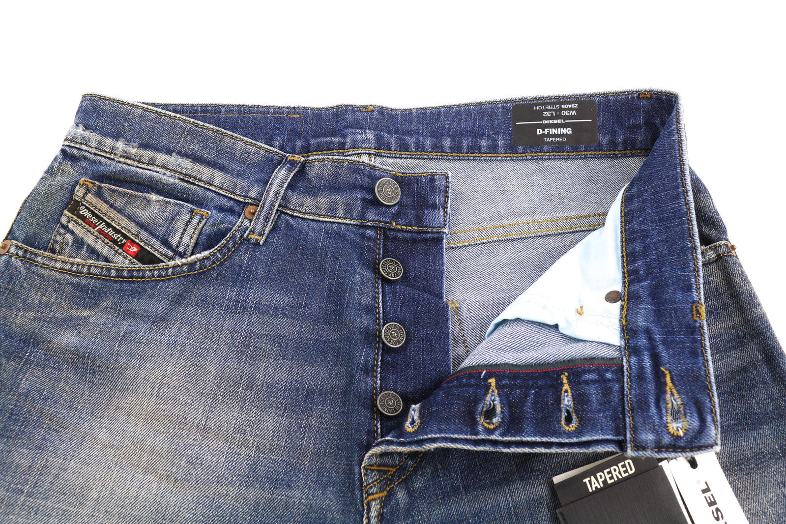 DIESEL D-Fining Z9A05 Men Jeans W30/L32 Tapered Fit Stretch Washed Blue RRP€225