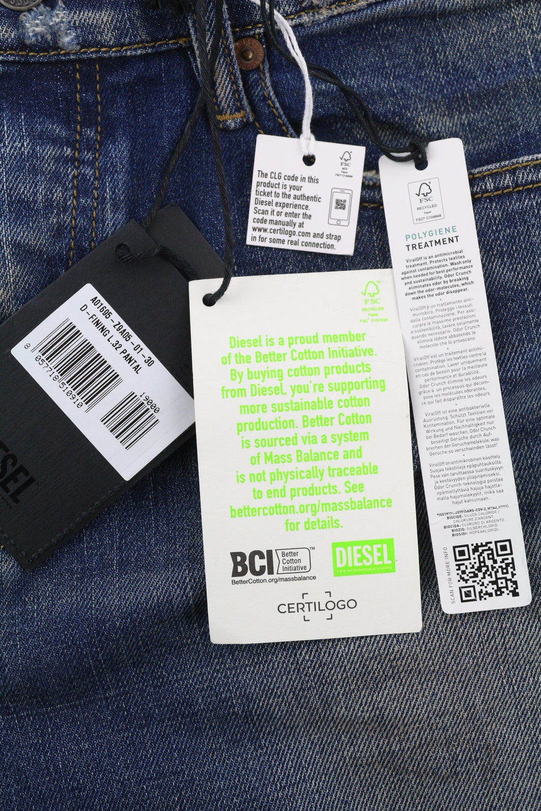 DIESEL D-Fining Z9A05 Men Jeans W30/L32 Tapered Fit Stretch Washed Blue RRP€225