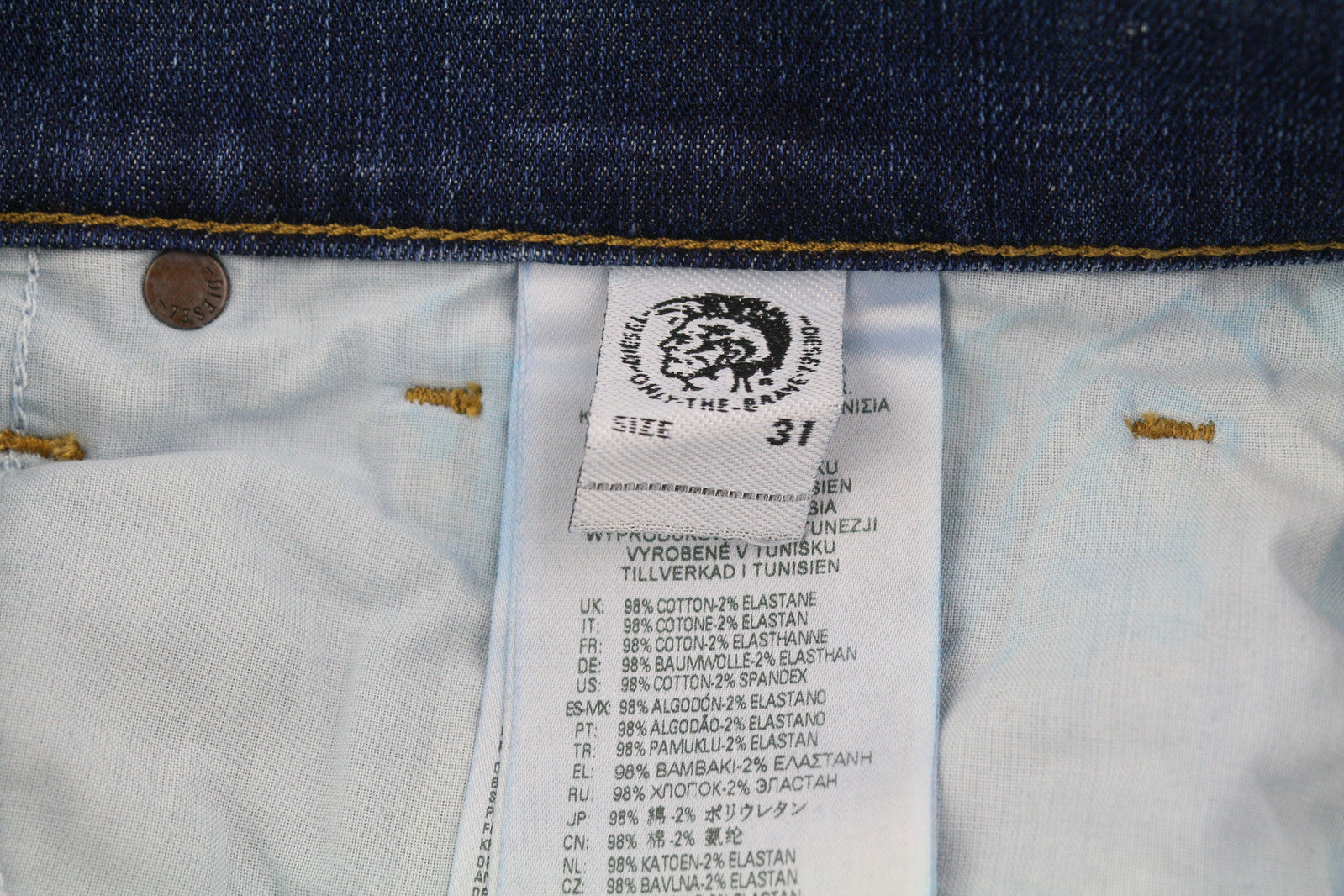 DIESEL D-Fining 09B06 Men's Jeans W31/L34 Tapered Stretch Buttoned Washed Denim