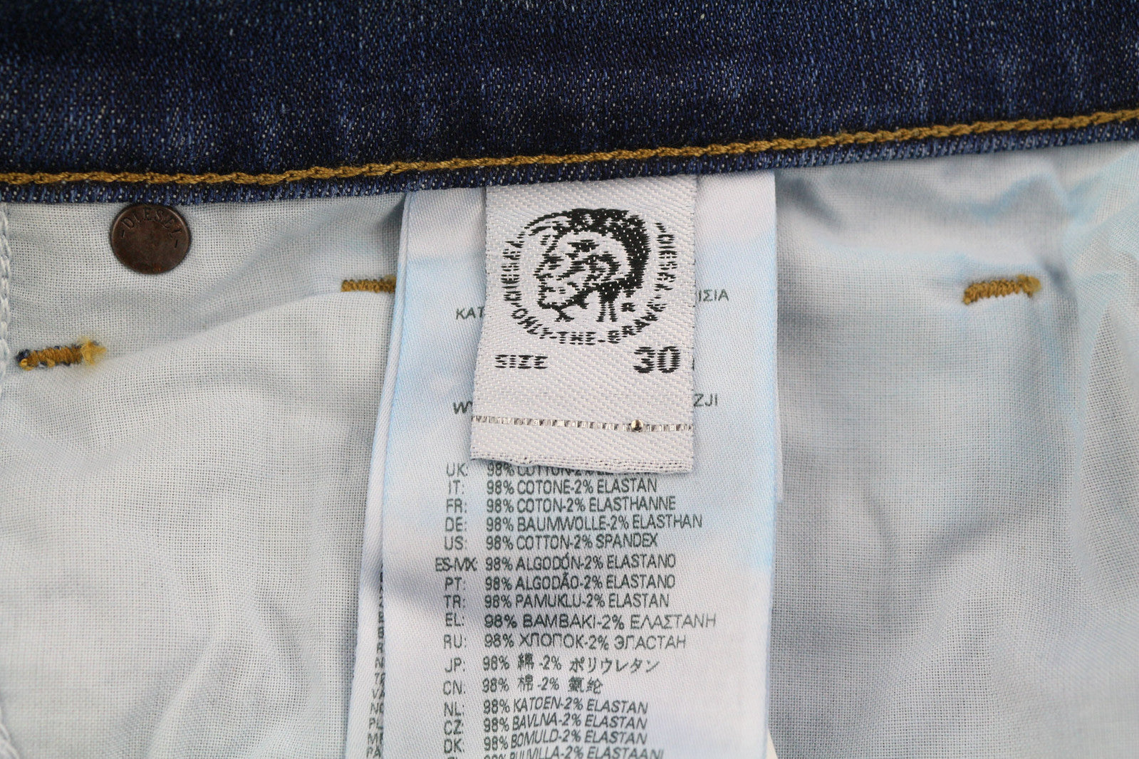 DIESEL D-Fining 09B06 Men Jeans W30/L30 Tapered Stretch Buttoned Washed Denim