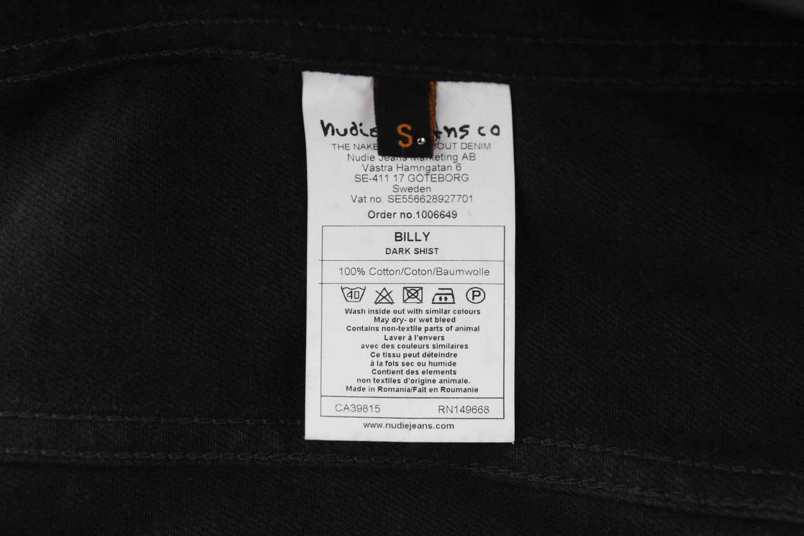 NUDIE JEANS Billy Men Jacket S Dark Shist Denim Buttoned Spread Neck Pockets