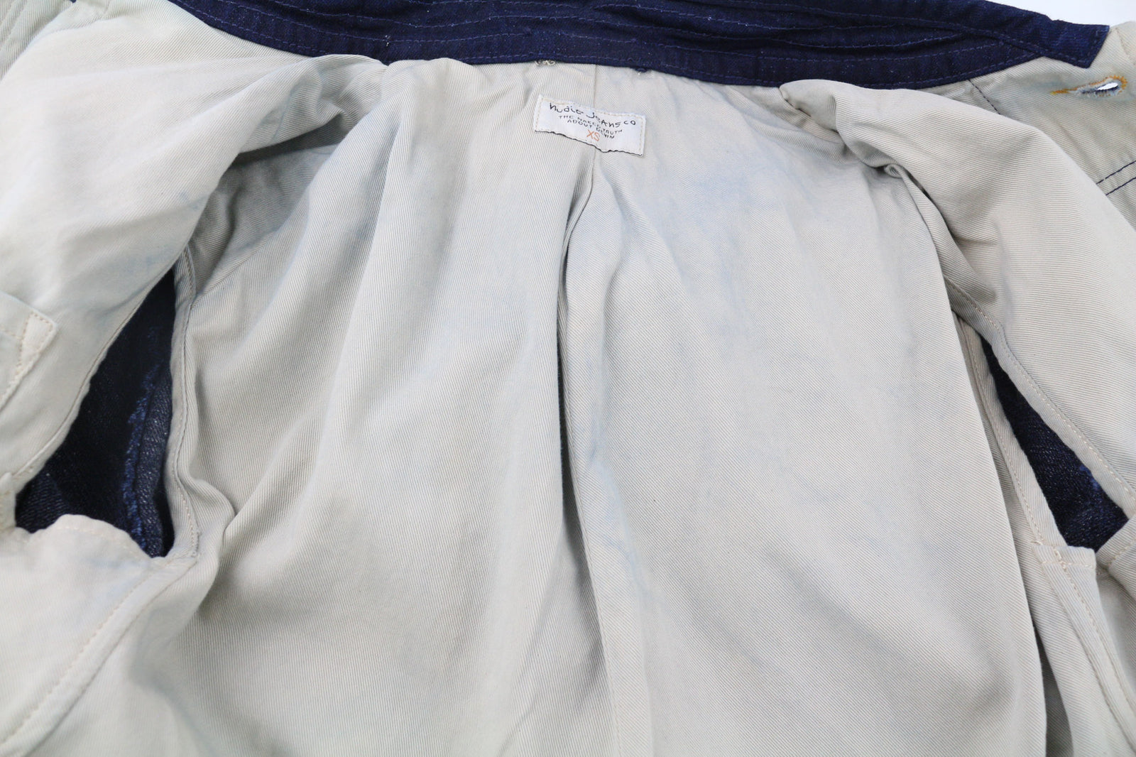 NUDIE JEANS Julius Men Jacket XS Organic Core Blue Buttoned Pockets Lined Logo