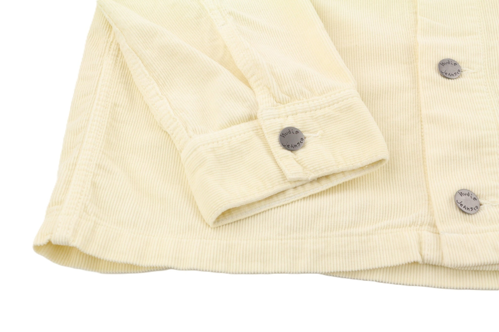 NUDIE JEANS Ronny Men Jacket L Dusty White Organic Cotton Corduroy Logo Buttoned