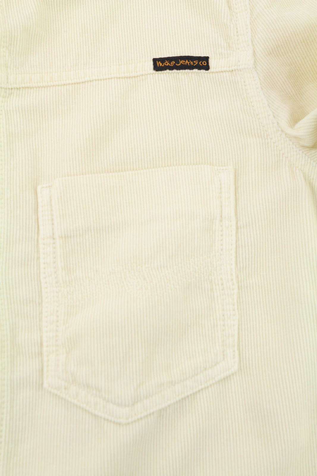 NUDIE JEANS Ronny Men Jacket L Dusty White Organic Cotton Corduroy Logo Buttoned