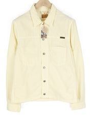 NUDIE JEANS Ronny Men Jacket M Dusty White Organic Cotton Corduroy Logo Buttoned