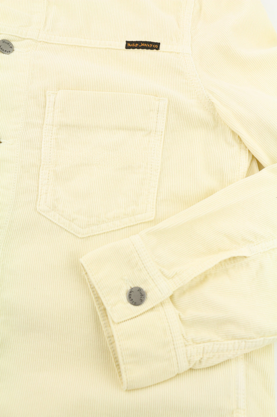 NUDIE JEANS Ronny Men Jacket M Dusty White Organic Cotton Corduroy Logo Buttoned