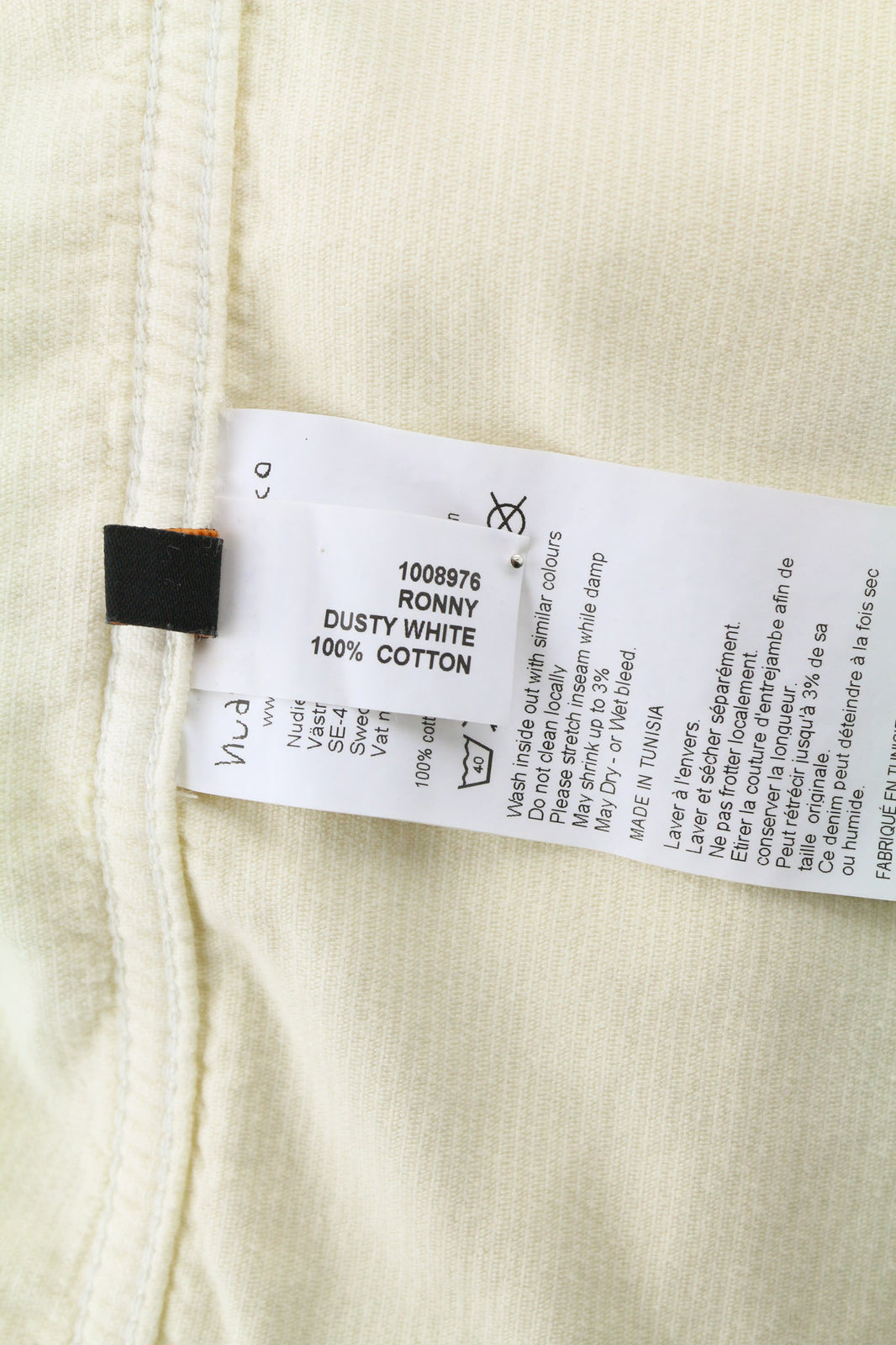 NUDIE JEANS Ronny Men Jacket M Dusty White Organic Cotton Corduroy Logo Buttoned