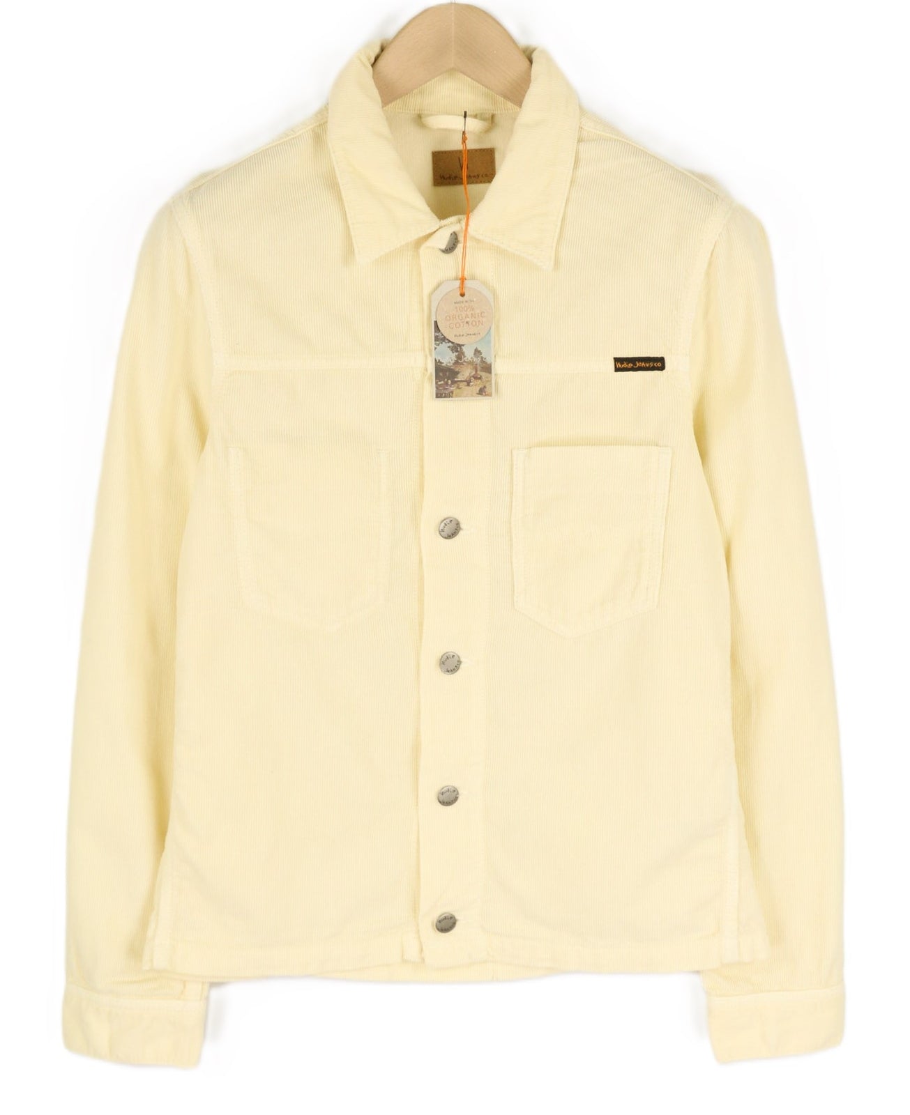 NUDIE JEANS Ronny Men Jacket S Dusty White Organic Cotton Corduroy Buttoned