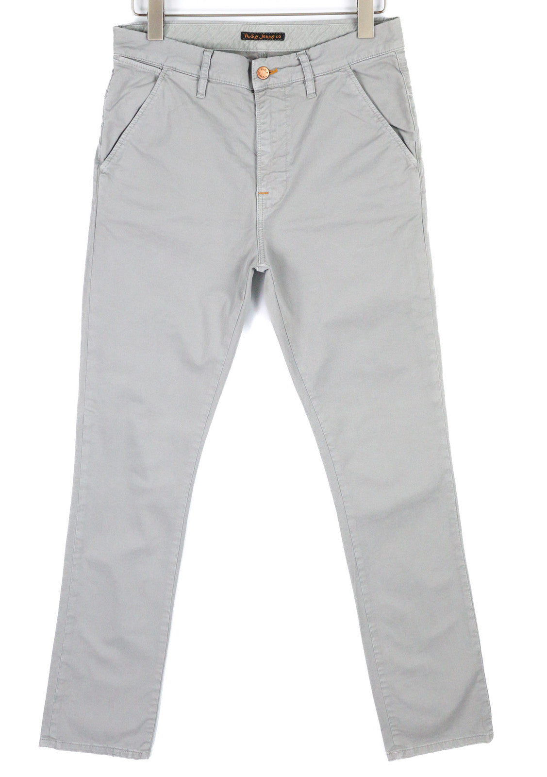 NUDIE JEANS Khaki Slim Men Trousers W31/L32 Paloma Dust Organic Zipper Chino