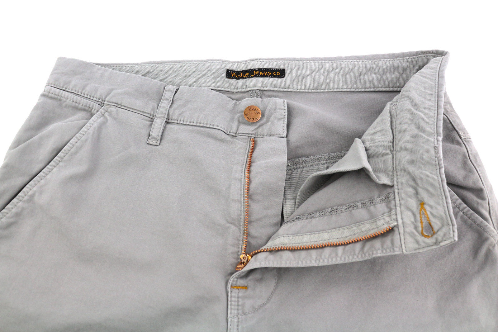 NUDIE JEANS Khaki Slim Men Trousers W31/L32 Paloma Dust Organic Zipper Chino