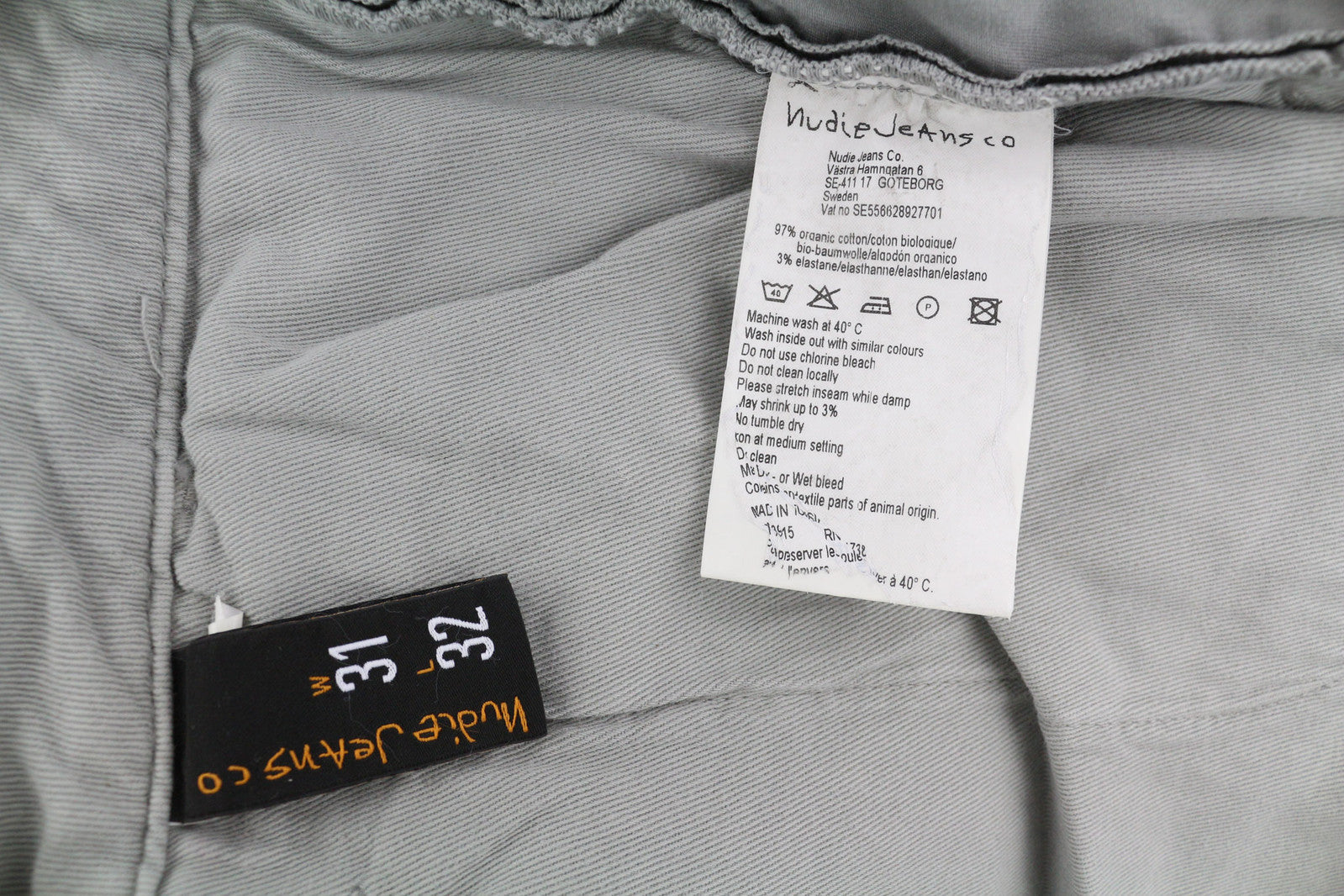 NUDIE JEANS Khaki Slim Men Trousers W31/L32 Paloma Dust Organic Zipper Chino