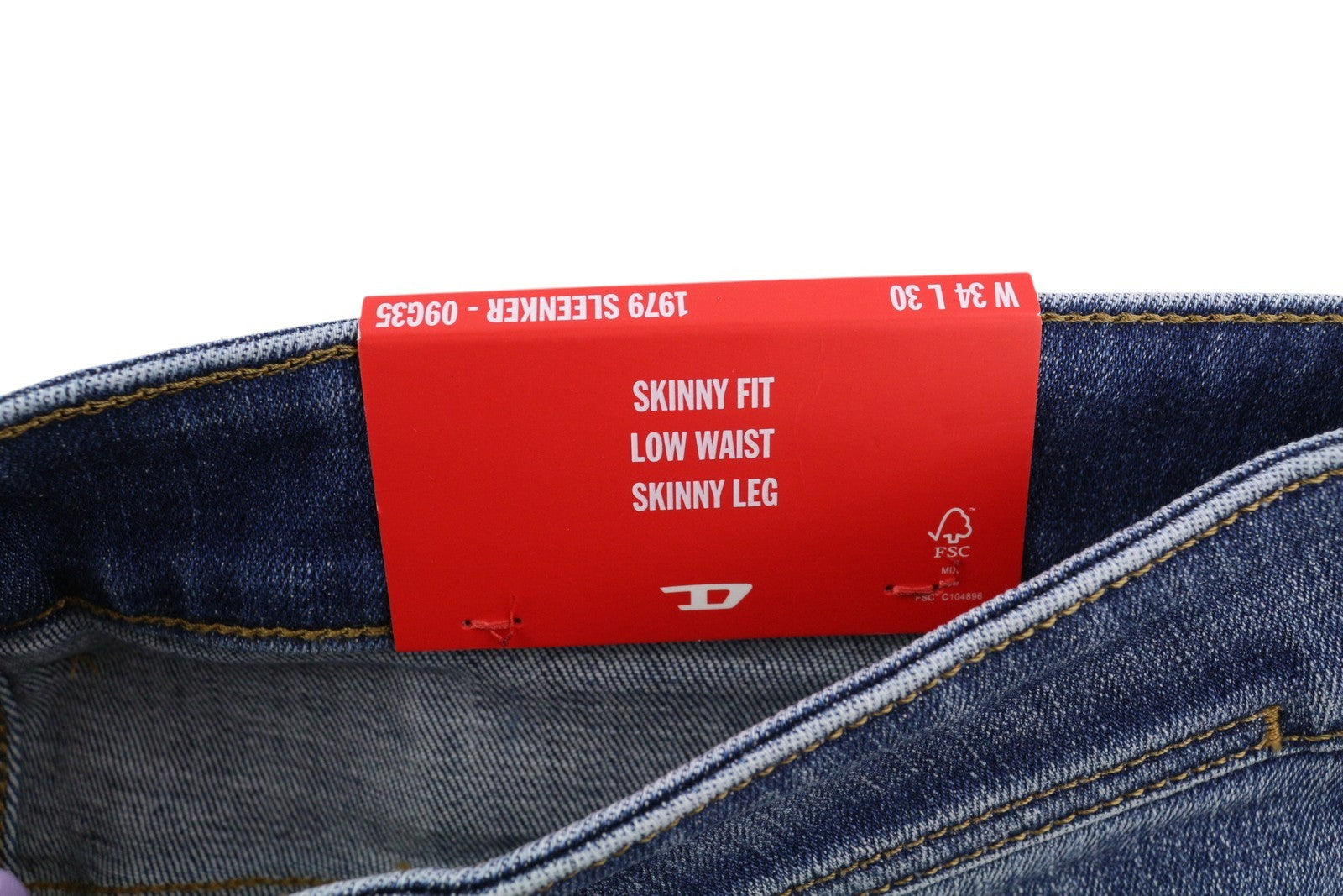 DIESEL 1979 Sleenker 09G35 Men Jeans W34/L30 Low Waist Skinny Blue RRP250
