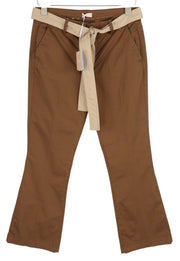 LIU JO Up Glam Women Trousers W28 Bootcut Fit Ankle Length Belted Brown Logo