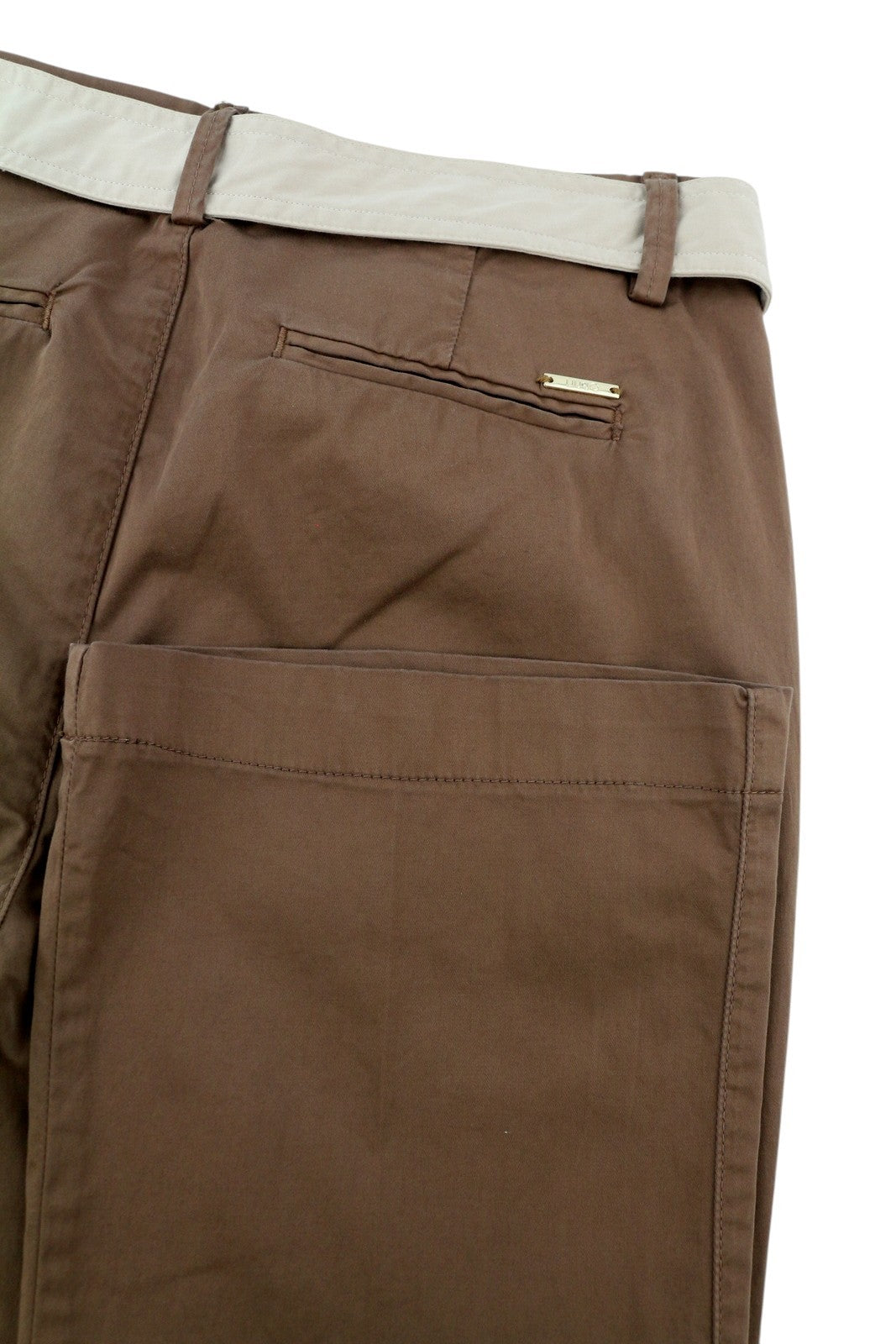 LIU JO Up Glam Women Trousers W28 Bootcut Fit Ankle Length Belted Brown Logo