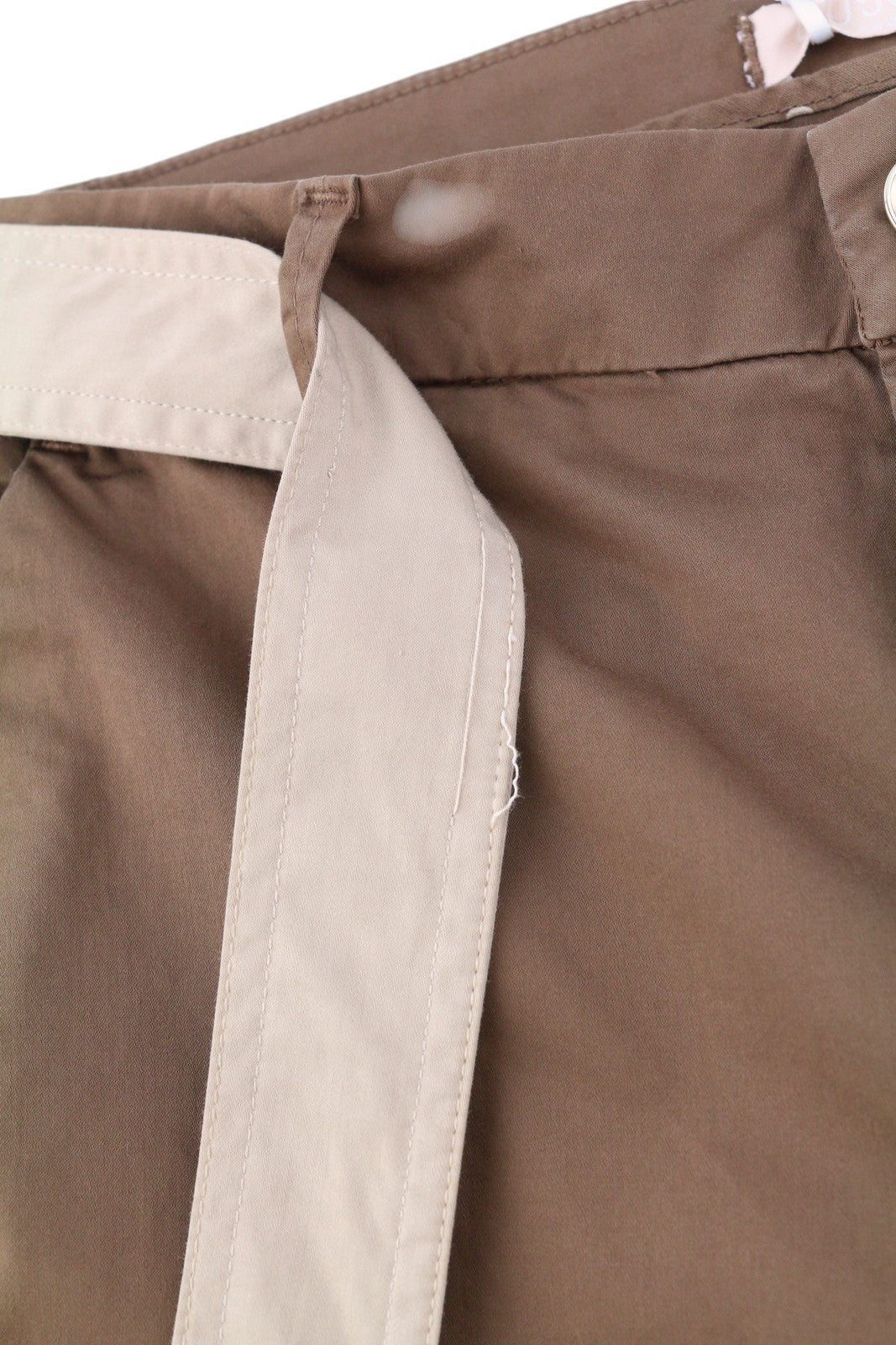 LIU JO Up Glam Women Trousers W28 Bootcut Fit Ankle Length Belted Brown Logo