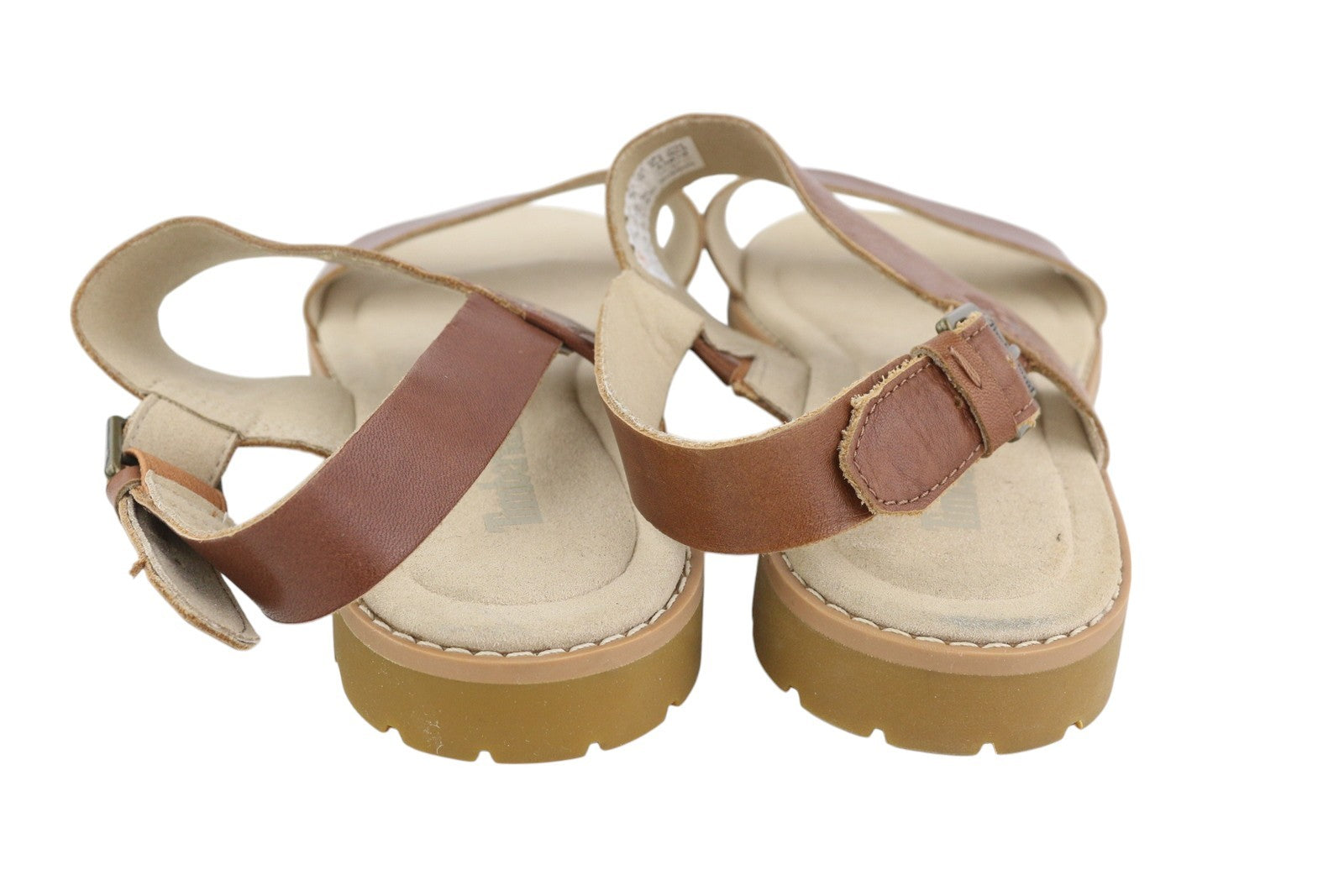 TIMBERLAND A23VZ Women Sandals EU37.5/38 Brown Leather Flats Buckle Closure Logo
