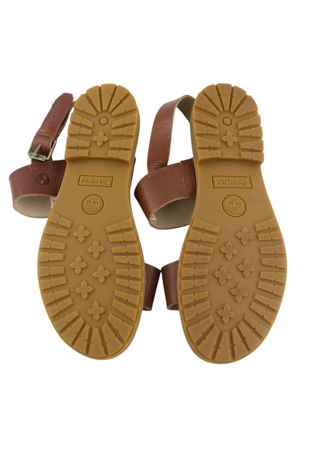 TIMBERLAND A23VZ Women Sandals EU37.5/38 Brown Leather Flats Buckle Closure Logo