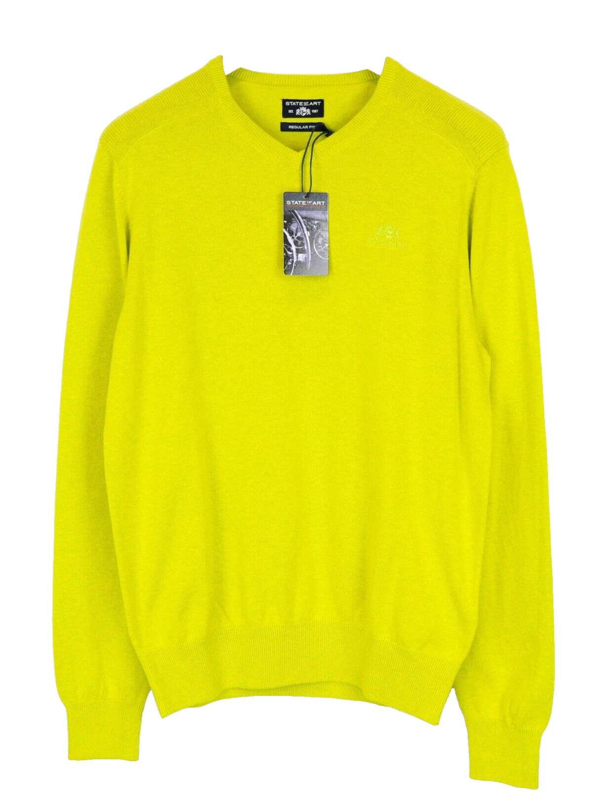 STATE OF ART Mens Sweatshirt M Lime Green Long Sleeve  Cotton Pullover