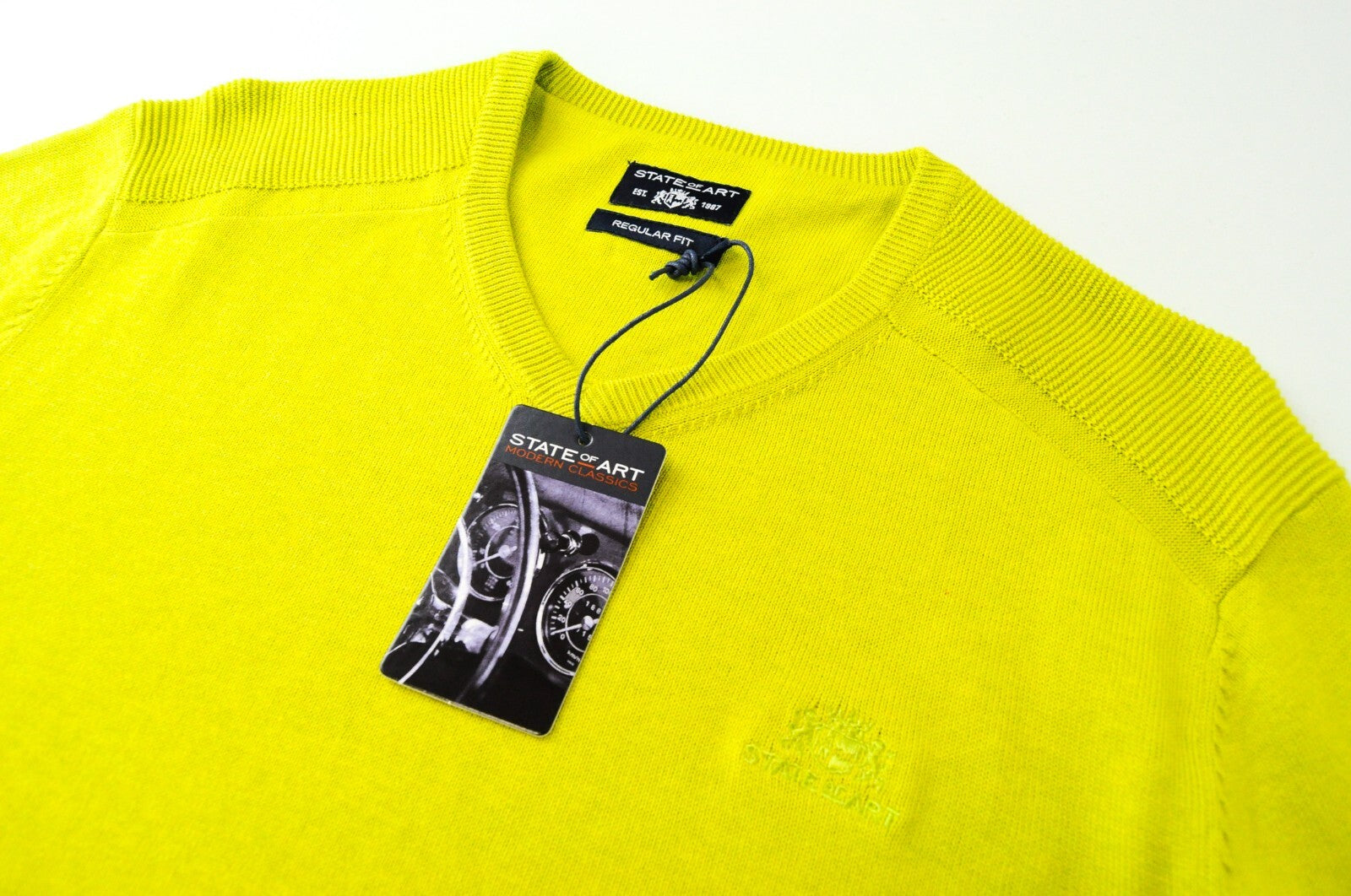 STATE OF ART Mens Sweatshirt M Lime Green Long Sleeve  Cotton Pullover