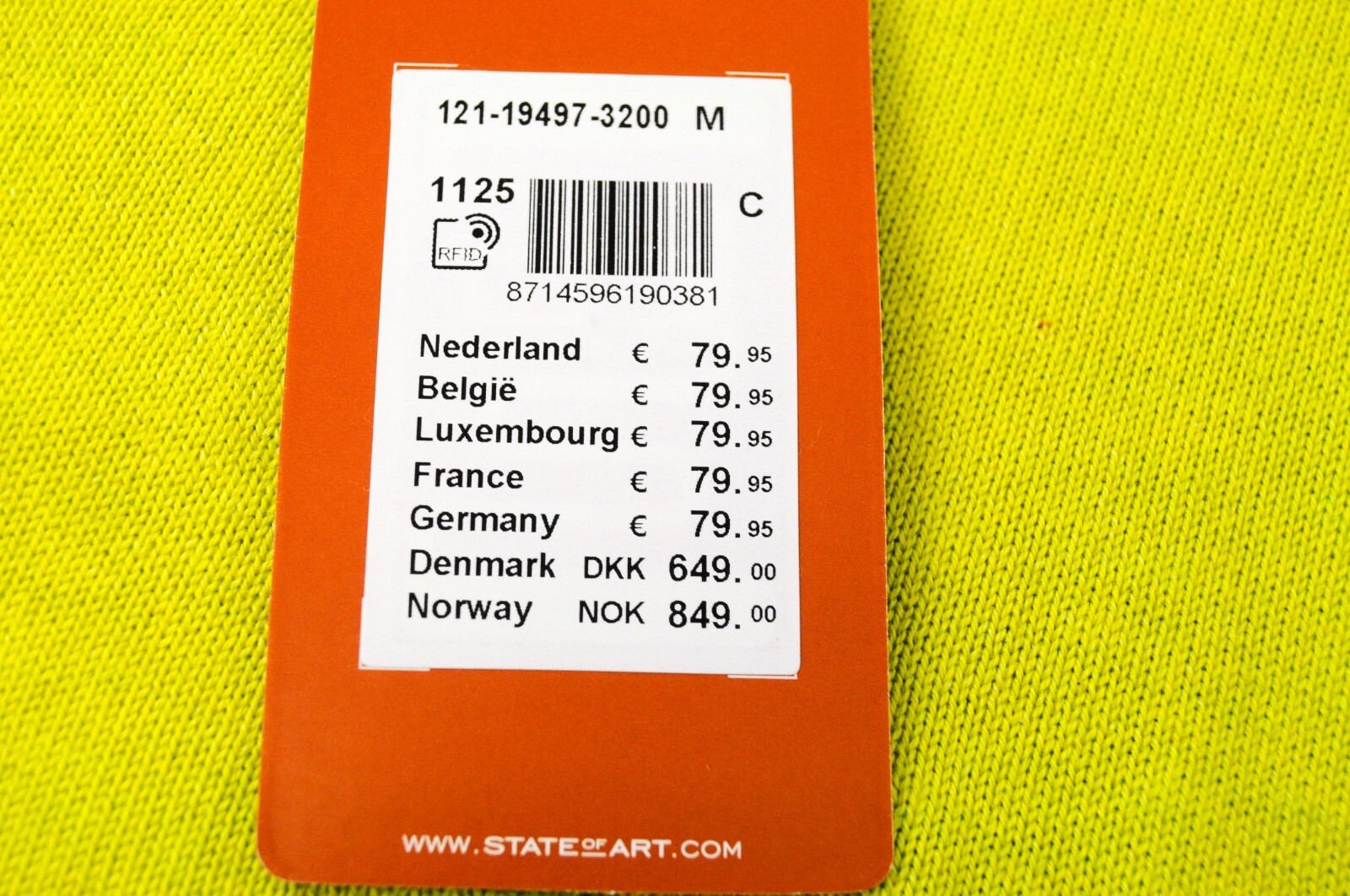 STATE OF ART Mens Sweatshirt M Lime Green Long Sleeve  Cotton Pullover