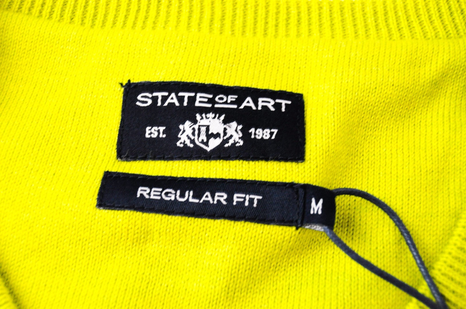 STATE OF ART Mens Sweatshirt M Lime Green Long Sleeve  Cotton Pullover