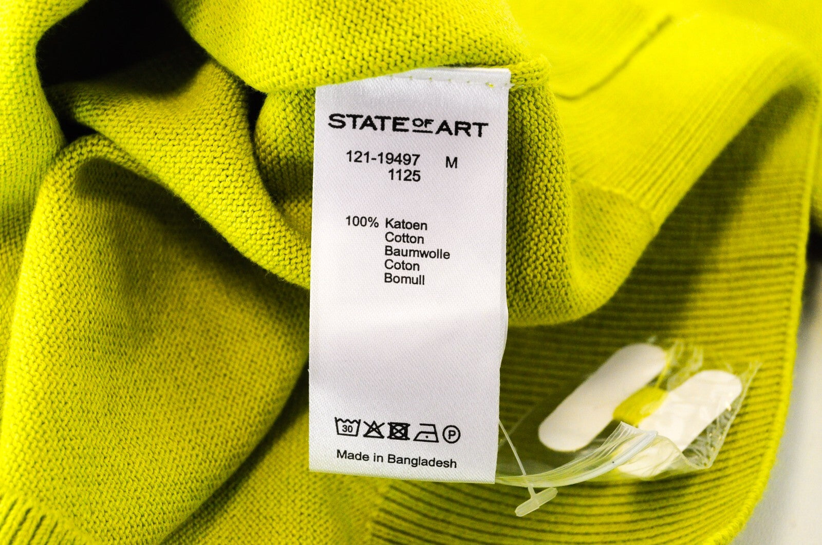 STATE OF ART Mens Sweatshirt M Lime Green Long Sleeve  Cotton Pullover